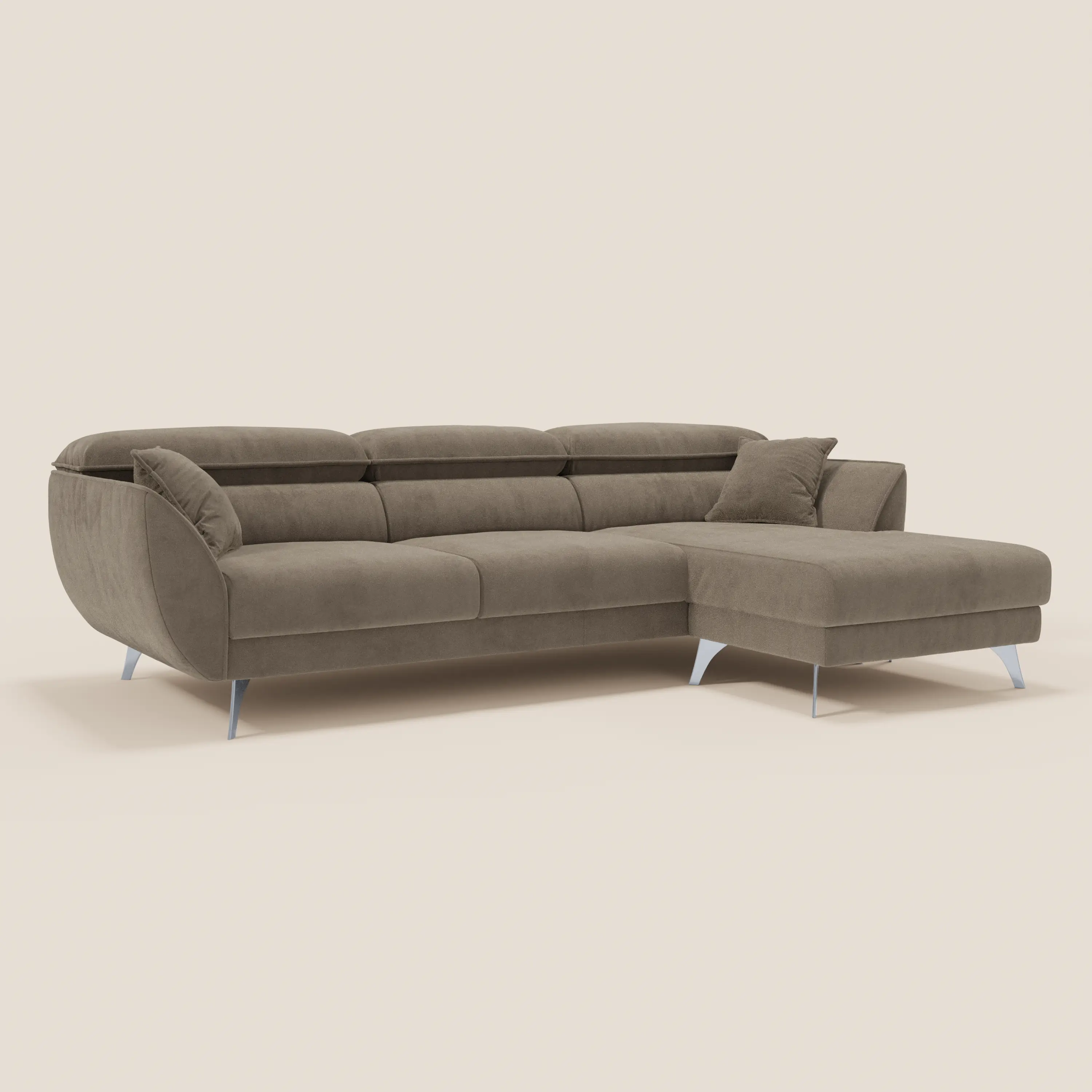 Michelangelo Canapé d'angle avec chaise longue et assises coulissantes - têtières réglables en tissu raffiné détachable effet velouté T30 - Image 177