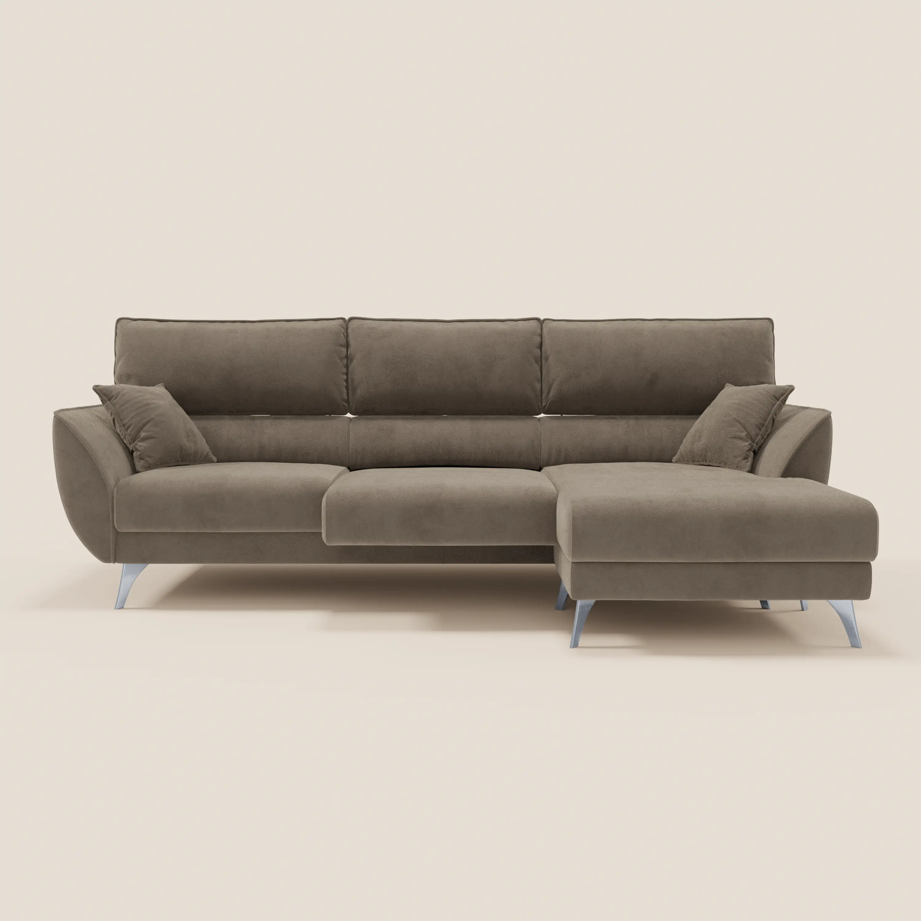 Michelangelo Canapé d'angle avec chaise longue et assises coulissantes - têtières réglables en tissu raffiné détachable effet velouté T30 - Image 182