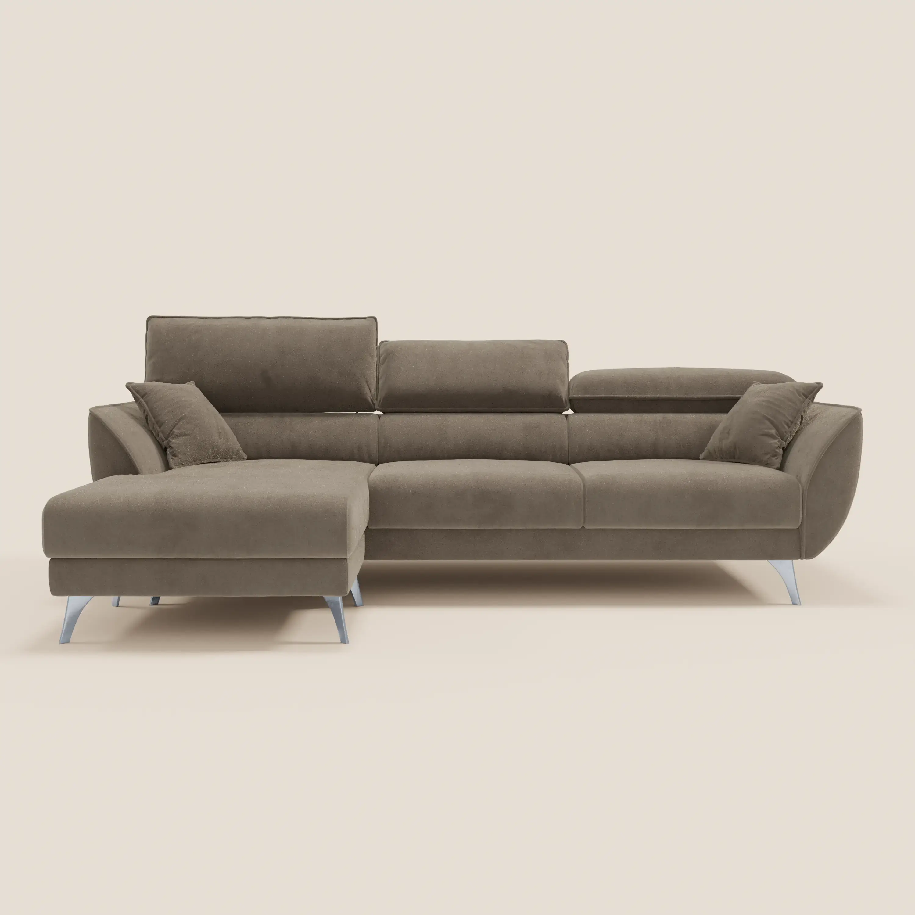 Michelangelo Canapé d'angle avec chaise longue et assises coulissantes - têtières réglables en tissu raffiné détachable effet velouté T30 - Image 183