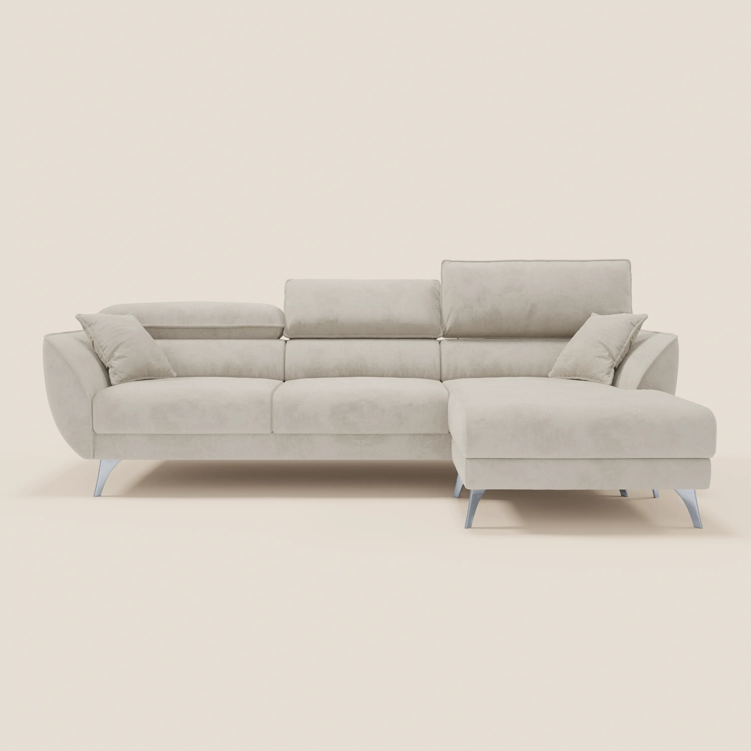Michelangelo Canapé d'angle avec chaise longue et assises coulissantes - têtières réglables en tissu raffiné détachable effet velouté T30 - Image 186