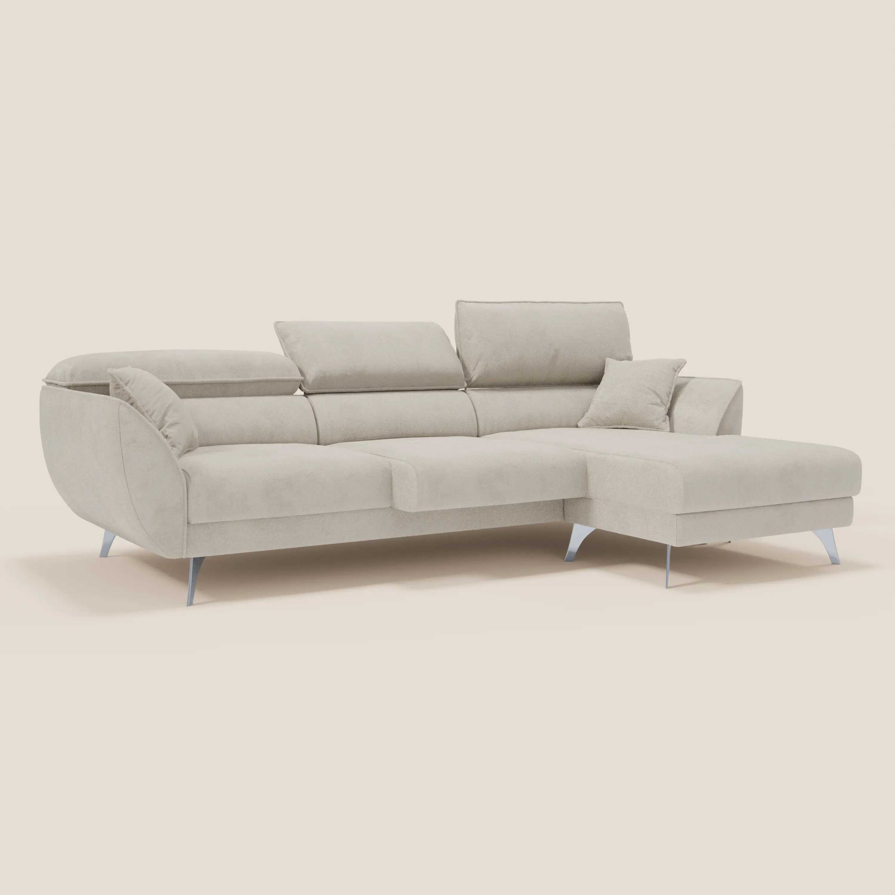 Michelangelo Canapé d'angle avec chaise longue et assises coulissantes - têtières réglables en tissu raffiné détachable effet velouté T30 - Image 187