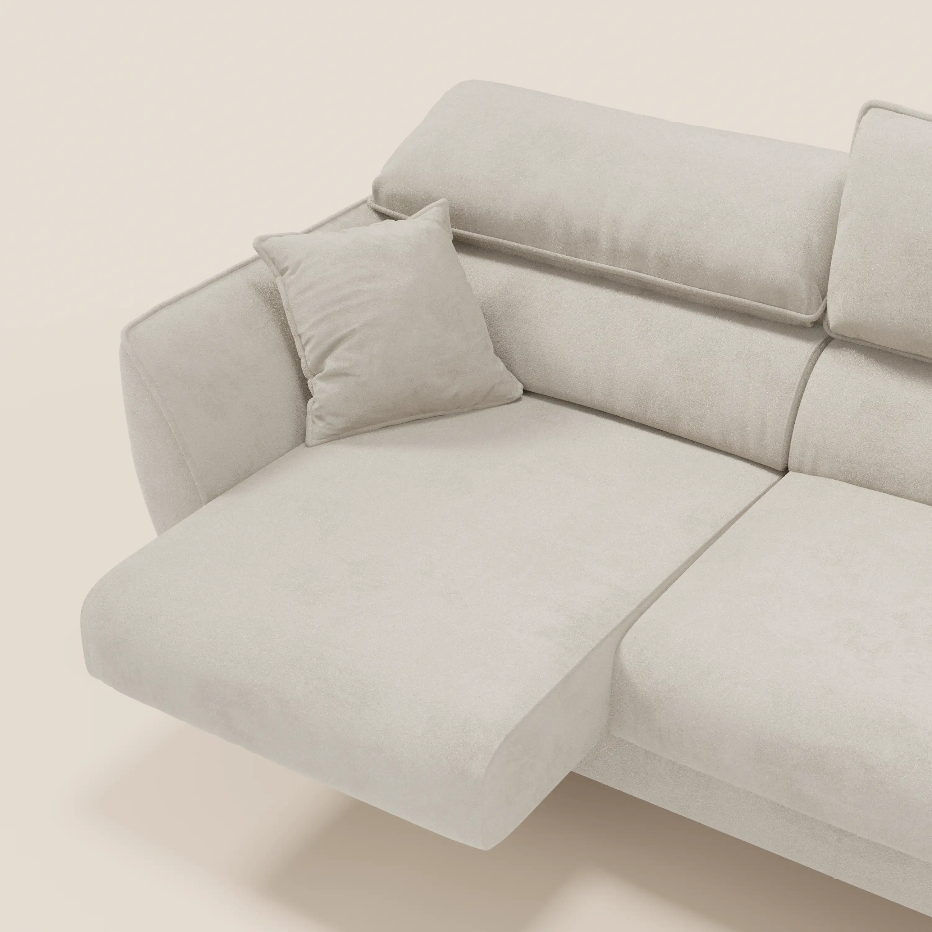 Michelangelo Canapé d'angle avec chaise longue et assises coulissantes - têtières réglables en tissu raffiné détachable effet velouté T30 - Image 188