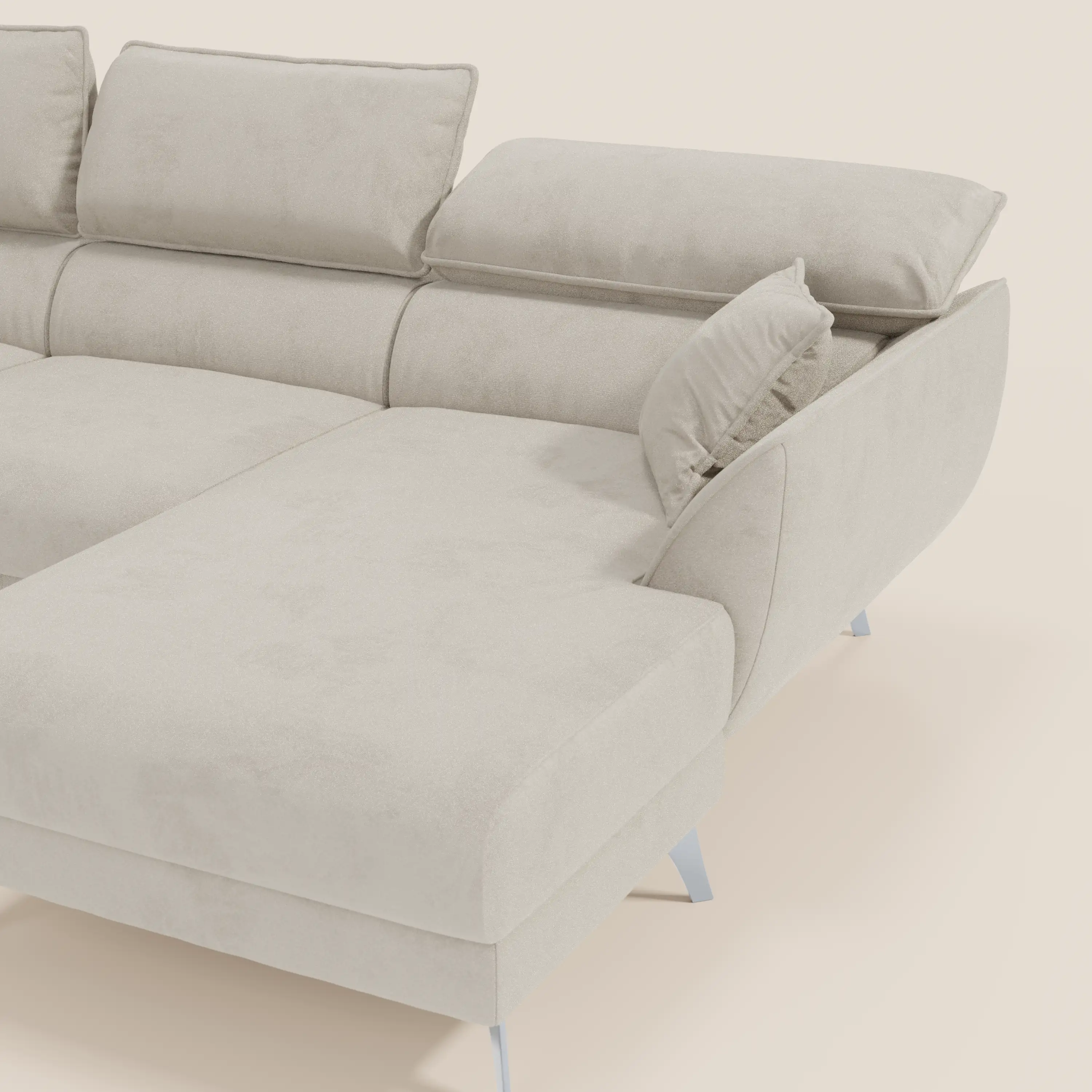 Michelangelo Canapé d'angle avec chaise longue et assises coulissantes - têtières réglables en tissu raffiné détachable effet velouté T30 - Image 192