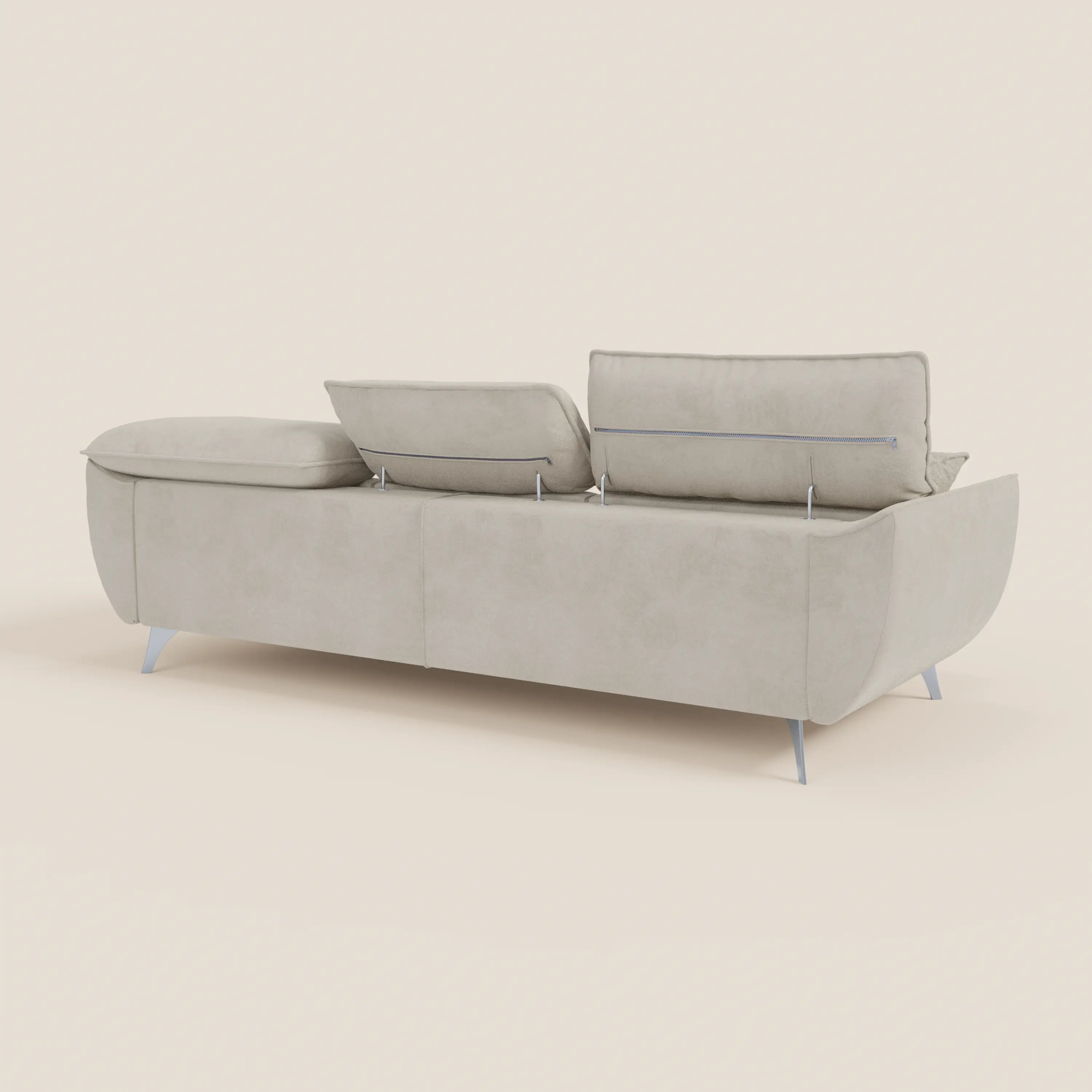 Michelangelo Canapé d'angle avec chaise longue et assises coulissantes - têtières réglables en tissu raffiné détachable effet velouté T30 - Image 193