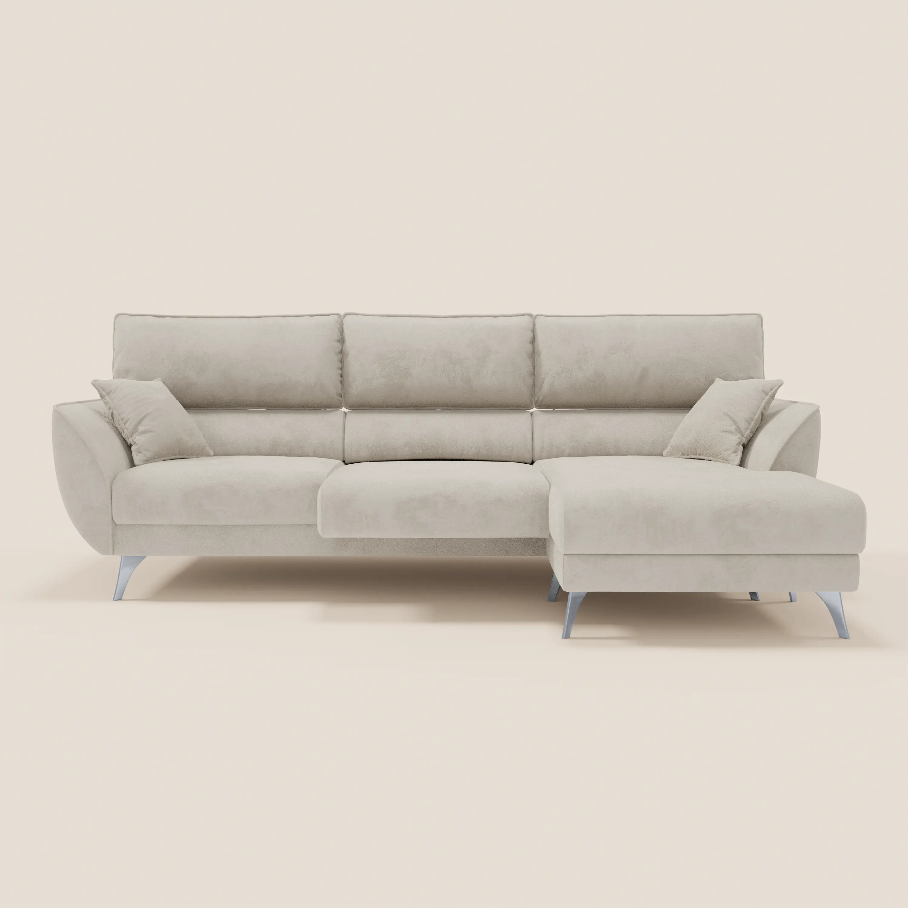 Michelangelo Canapé d'angle avec chaise longue et assises coulissantes - têtières réglables en tissu raffiné détachable effet velouté T30 - Image 195
