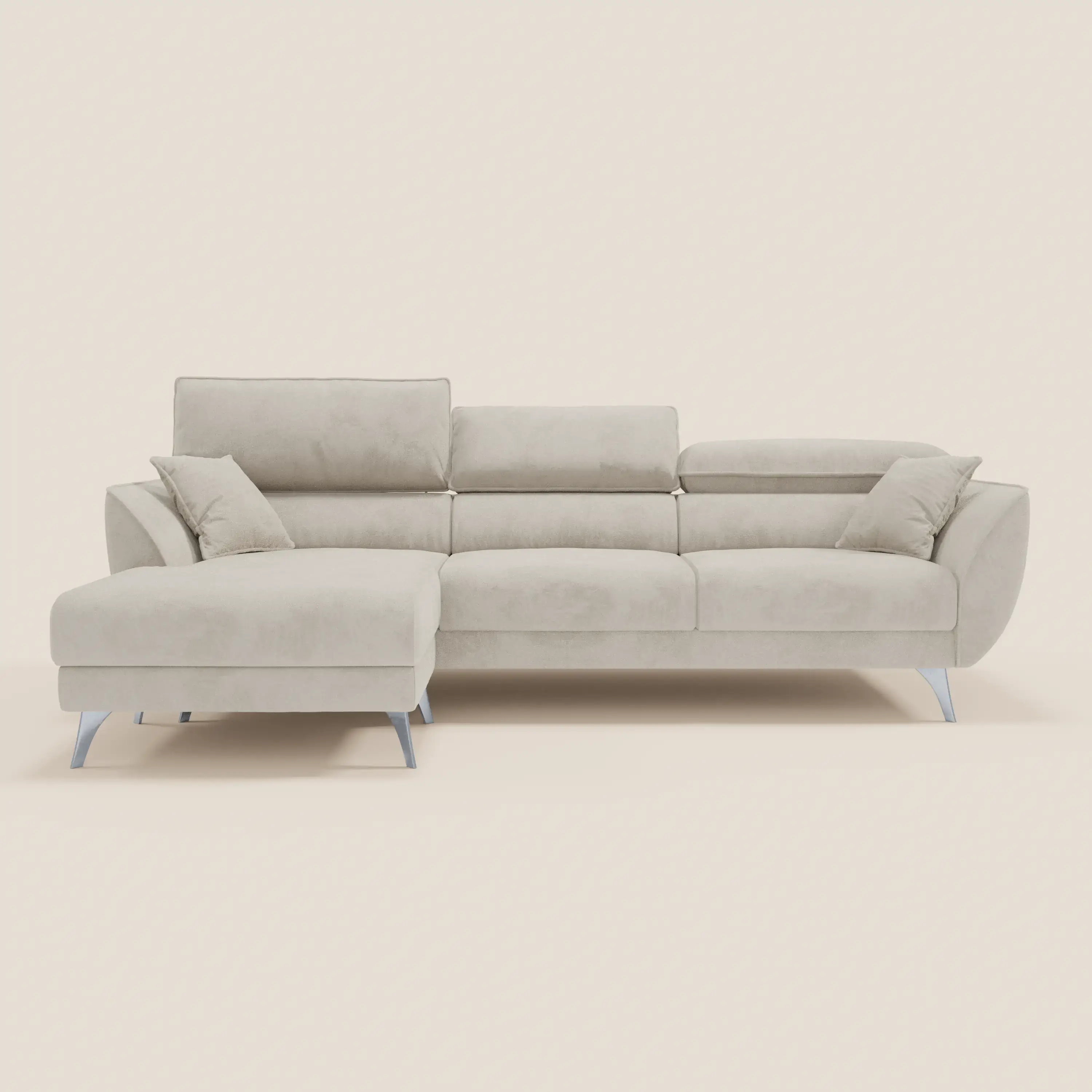 Michelangelo Canapé d'angle avec chaise longue et assises coulissantes - têtières réglables en tissu raffiné détachable effet velouté T30 - Image 196