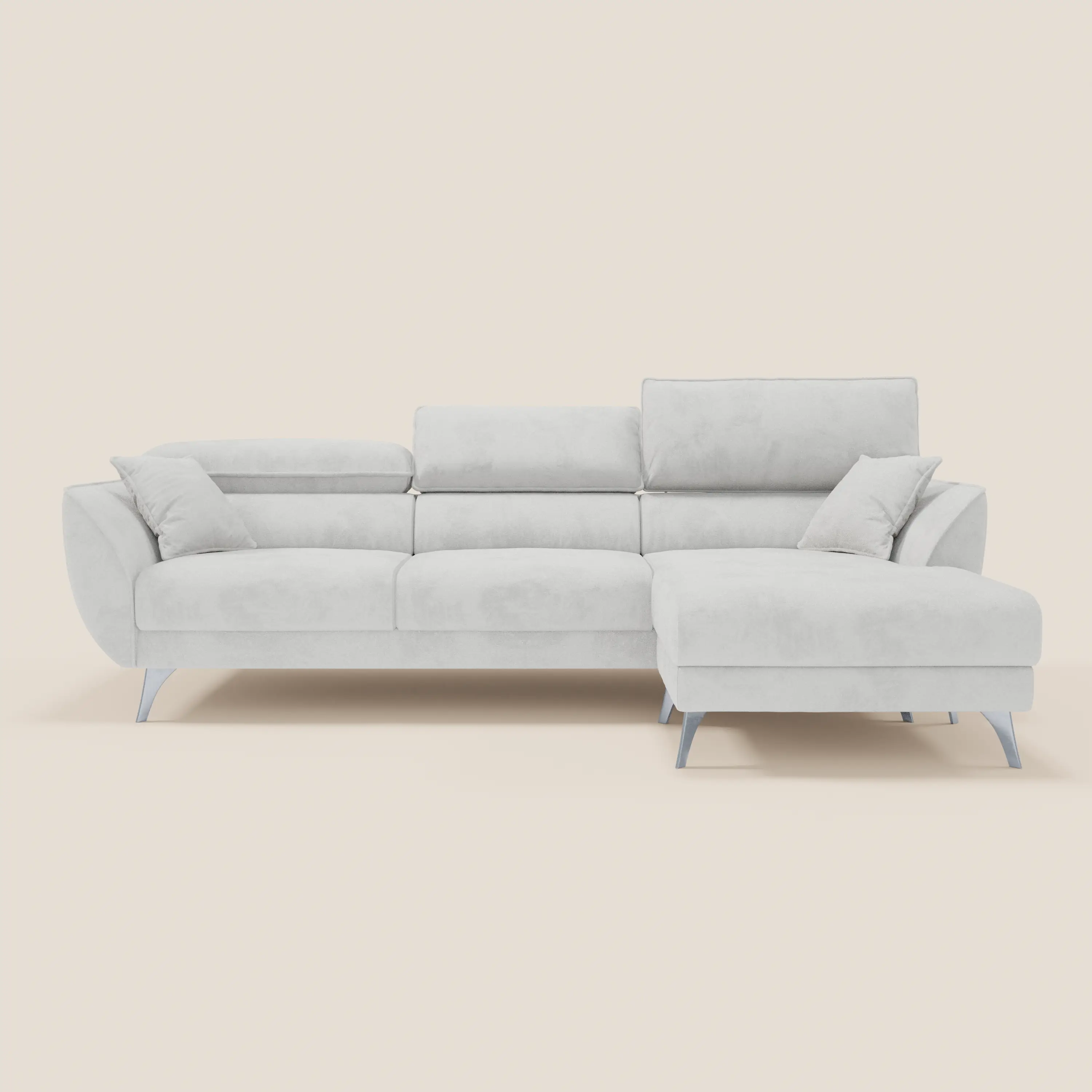 Michelangelo Canapé d'angle avec chaise longue et assises coulissantes - têtières réglables en tissu raffiné détachable effet velouté T30 - Image 199