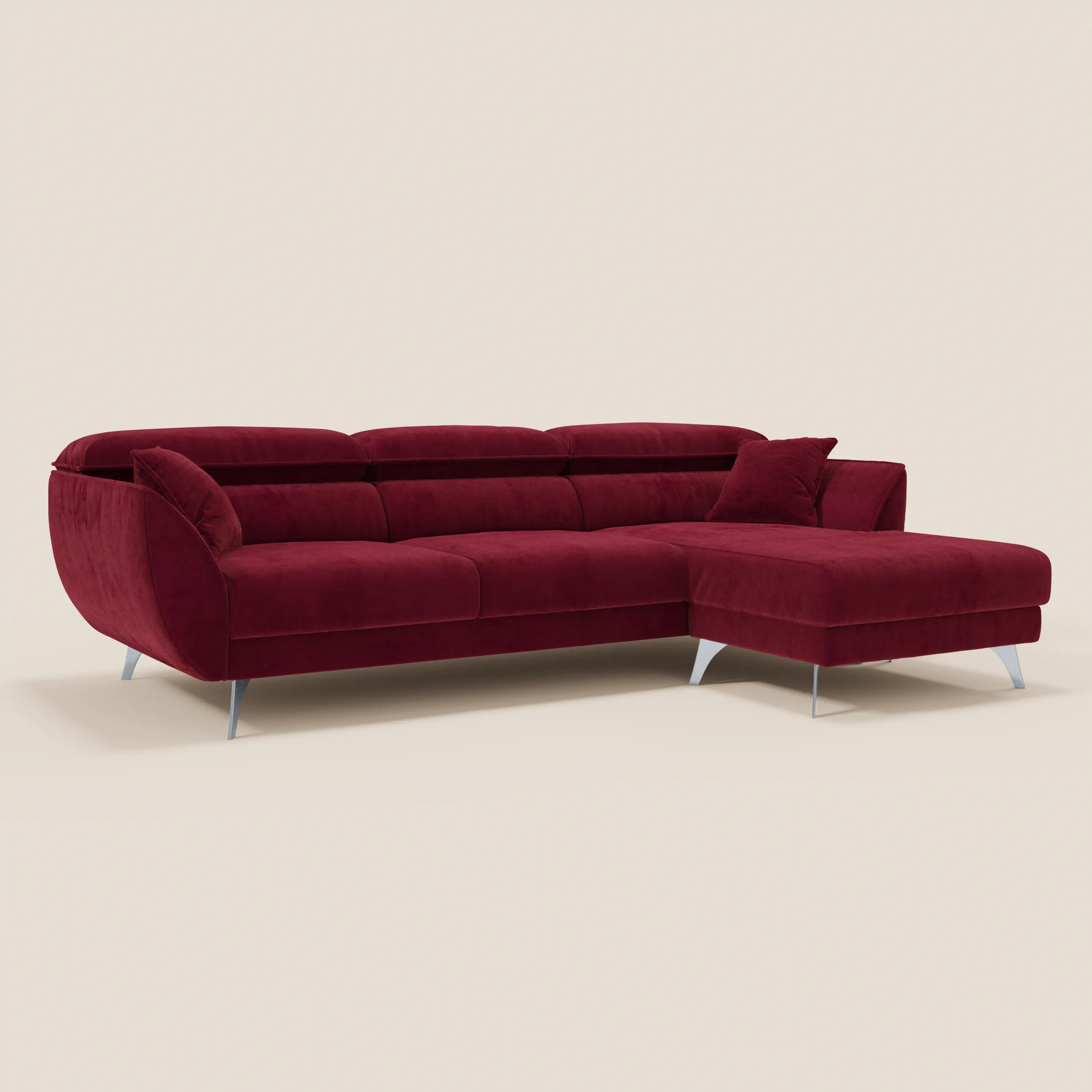 Michelangelo Canapé d'angle avec chaise longue et assises coulissantes - têtières réglables en tissu raffiné détachable effet velouté T30 - Image 20