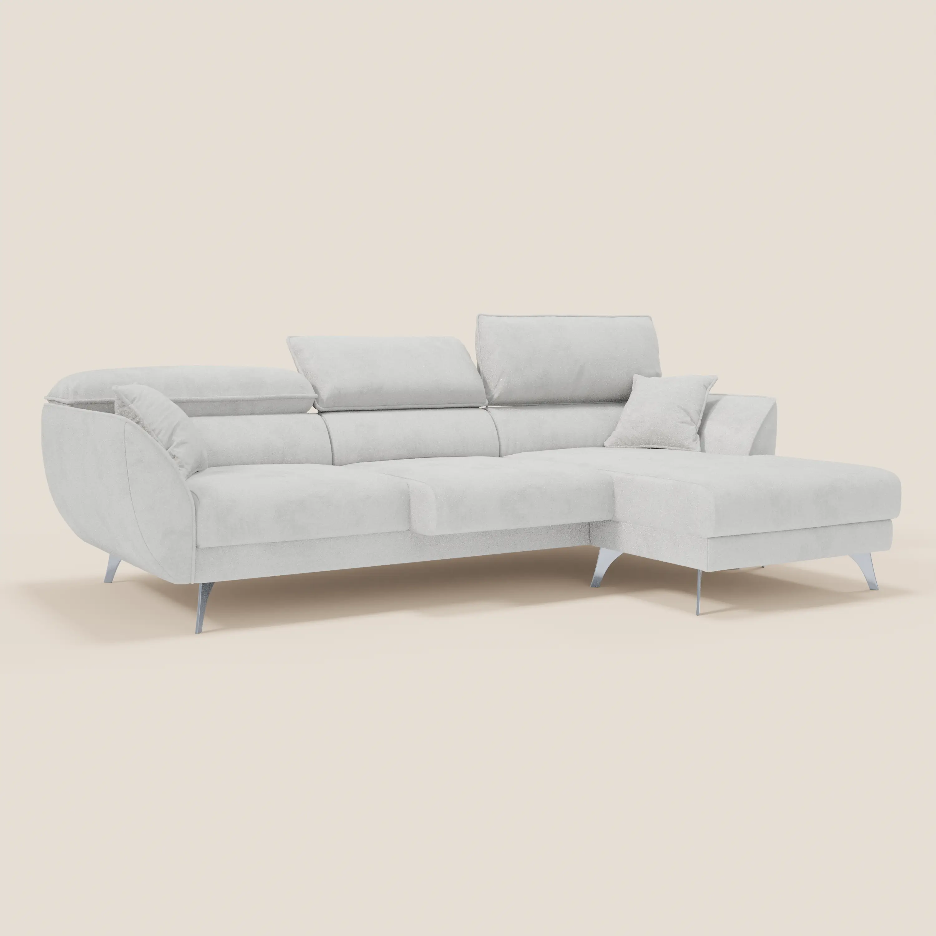Michelangelo Canapé d'angle avec chaise longue et assises coulissantes - têtières réglables en tissu raffiné détachable effet velouté T30 - Image 200