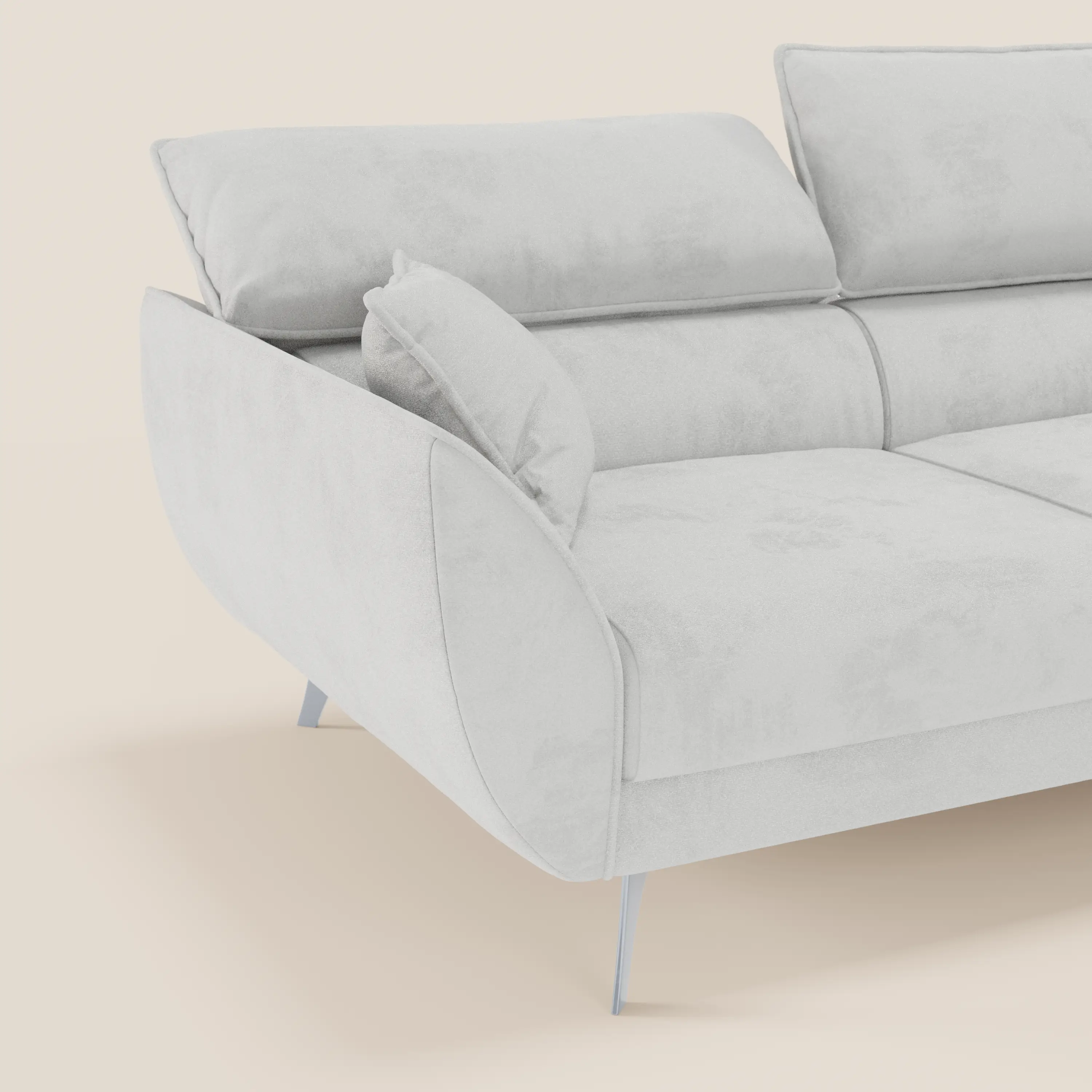 Michelangelo Canapé d'angle avec chaise longue et assises coulissantes - têtières réglables en tissu raffiné détachable effet velouté T30 - Image 202