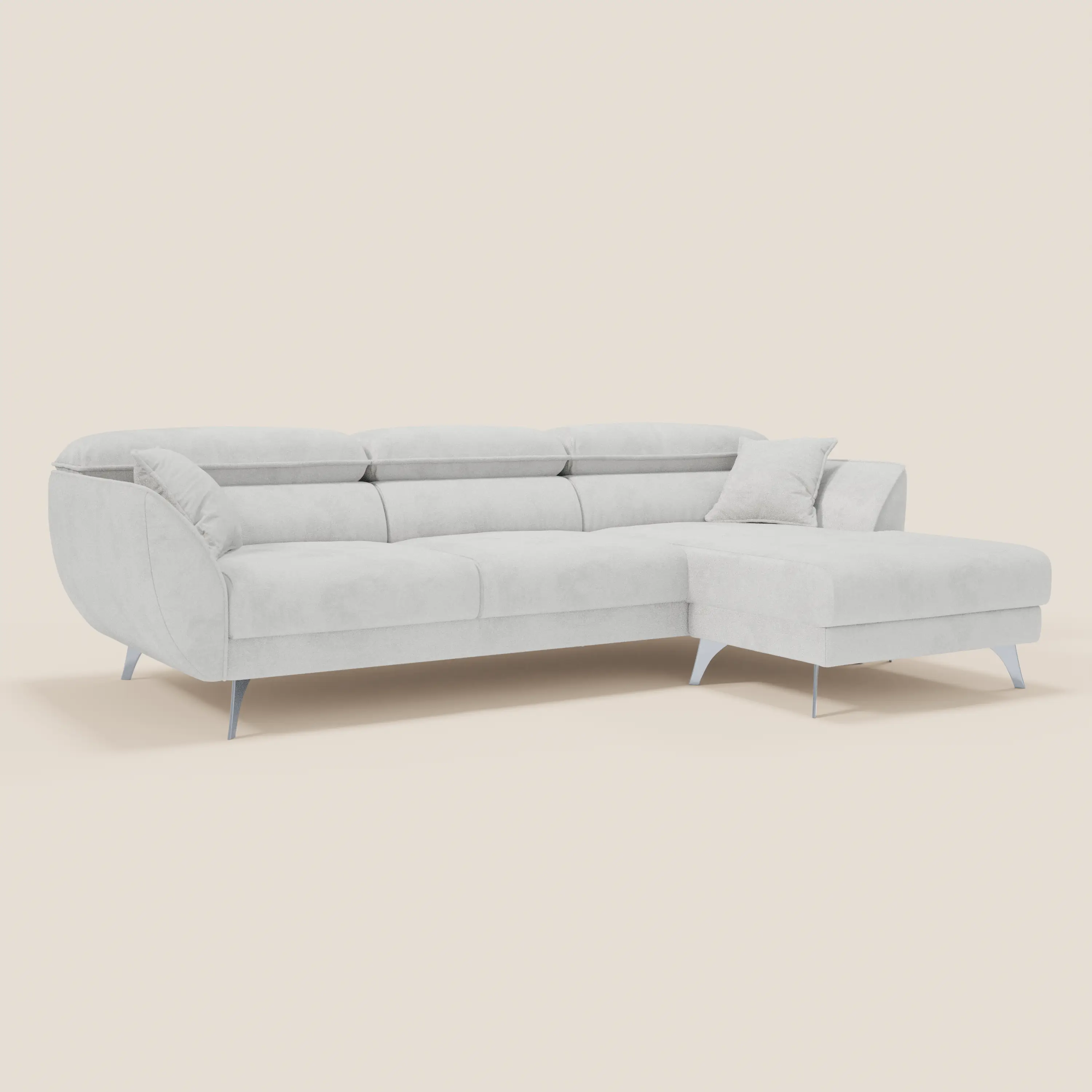 Michelangelo Canapé d'angle avec chaise longue et assises coulissantes - têtières réglables en tissu raffiné détachable effet velouté T30 - Image 203