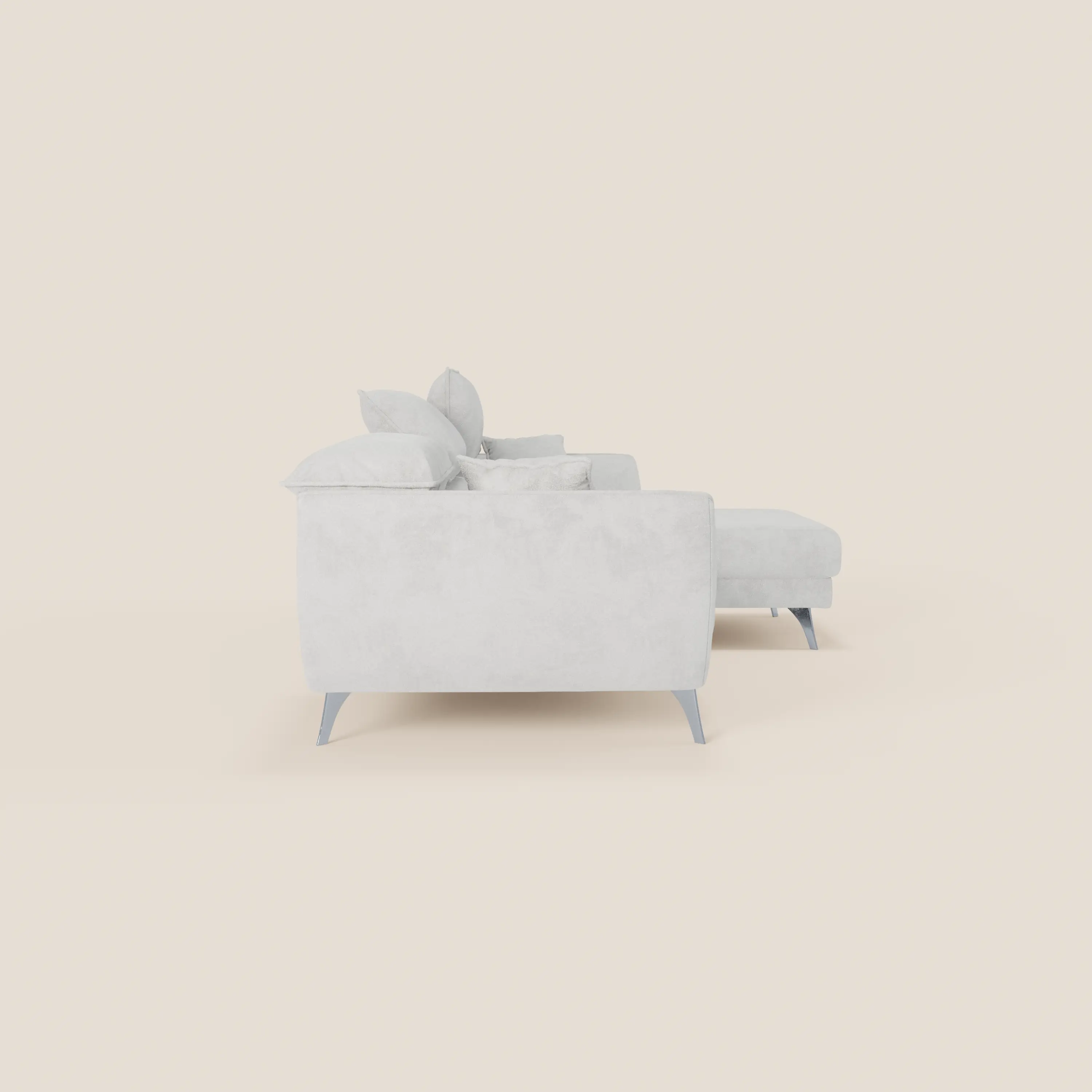 Michelangelo Canapé d'angle avec chaise longue et assises coulissantes - têtières réglables en tissu raffiné détachable effet velouté T30 - Image 204