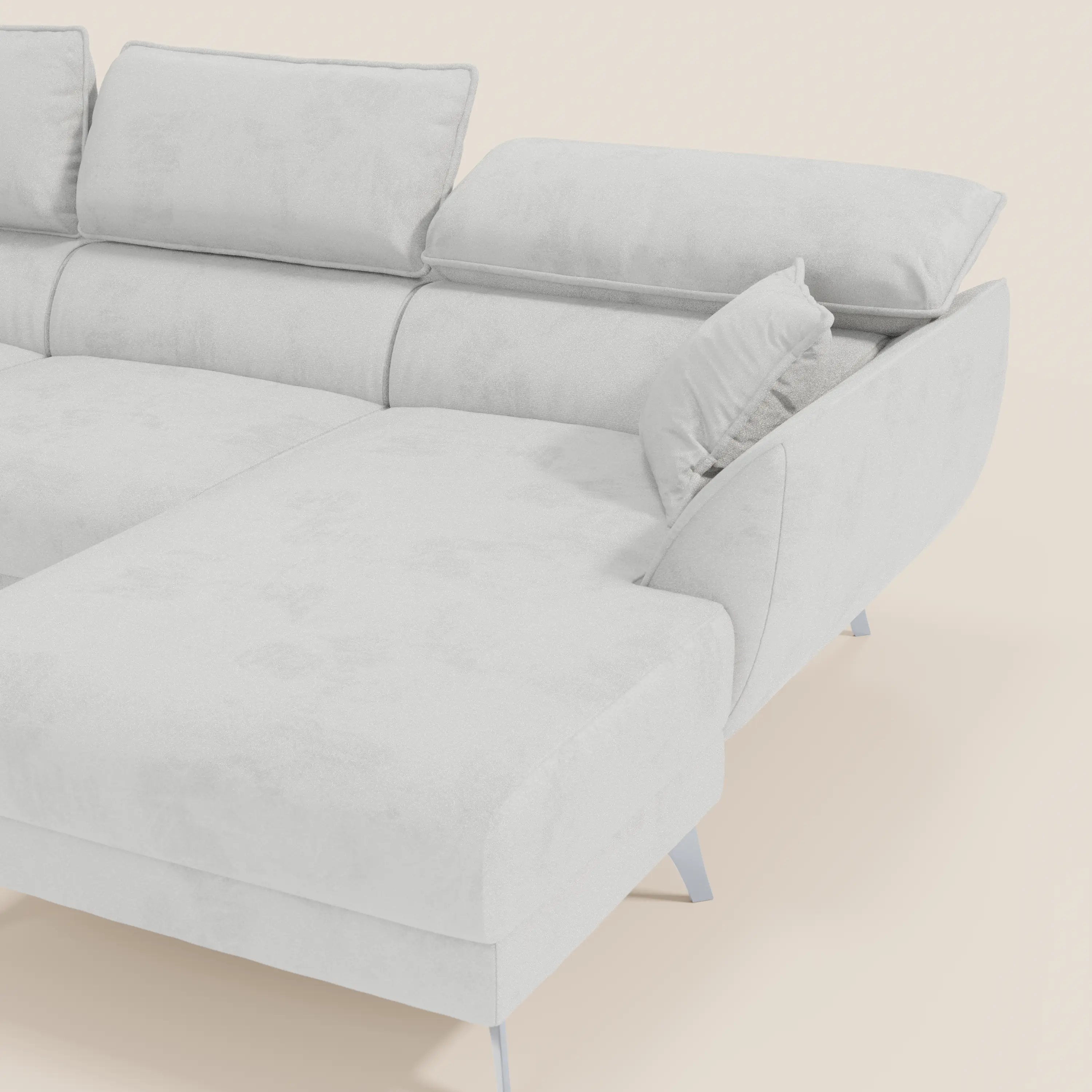 Michelangelo Canapé d'angle avec chaise longue et assises coulissantes - têtières réglables en tissu raffiné détachable effet velouté T30 - Image 205