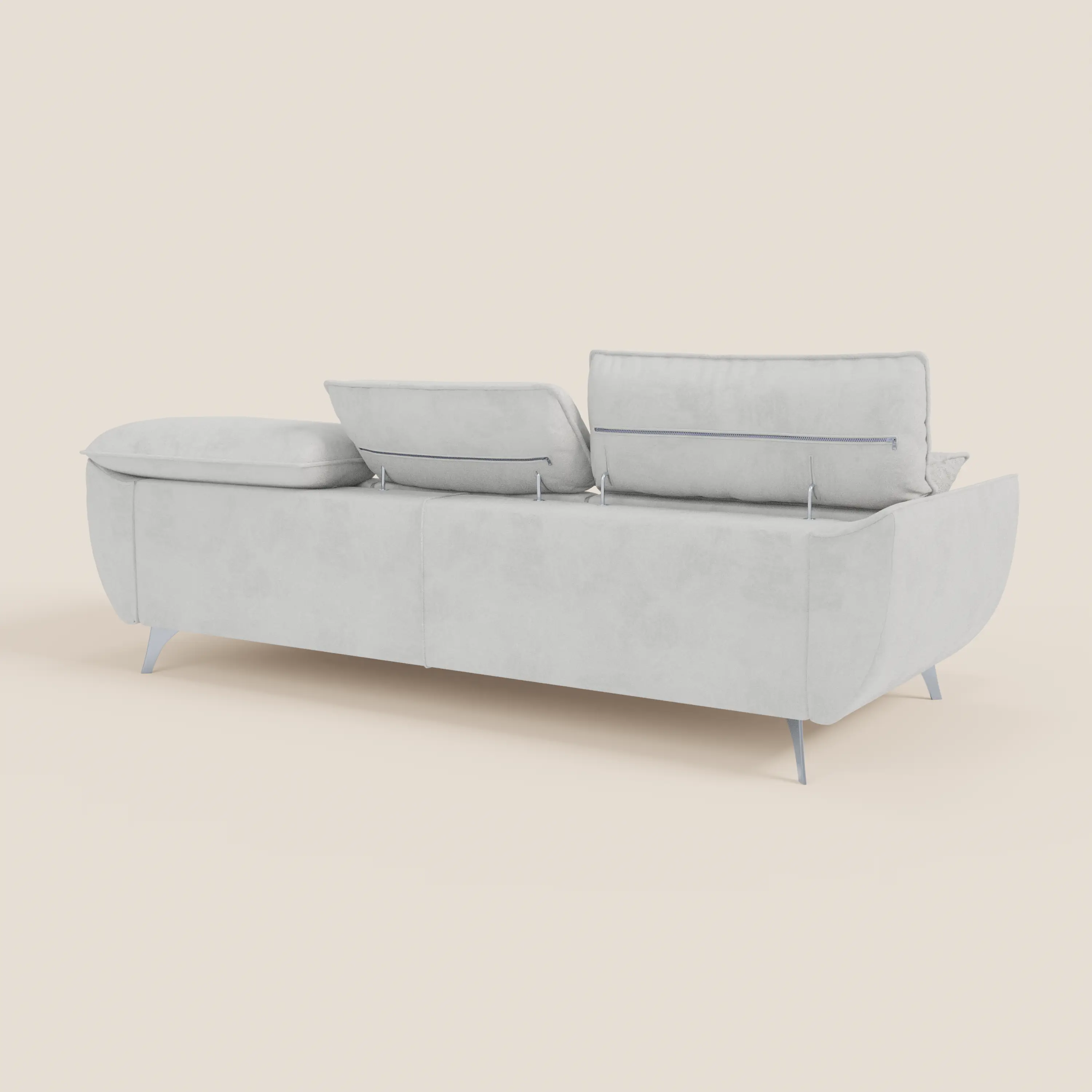 Michelangelo Canapé d'angle avec chaise longue et assises coulissantes - têtières réglables en tissu raffiné détachable effet velouté T30 - Image 206