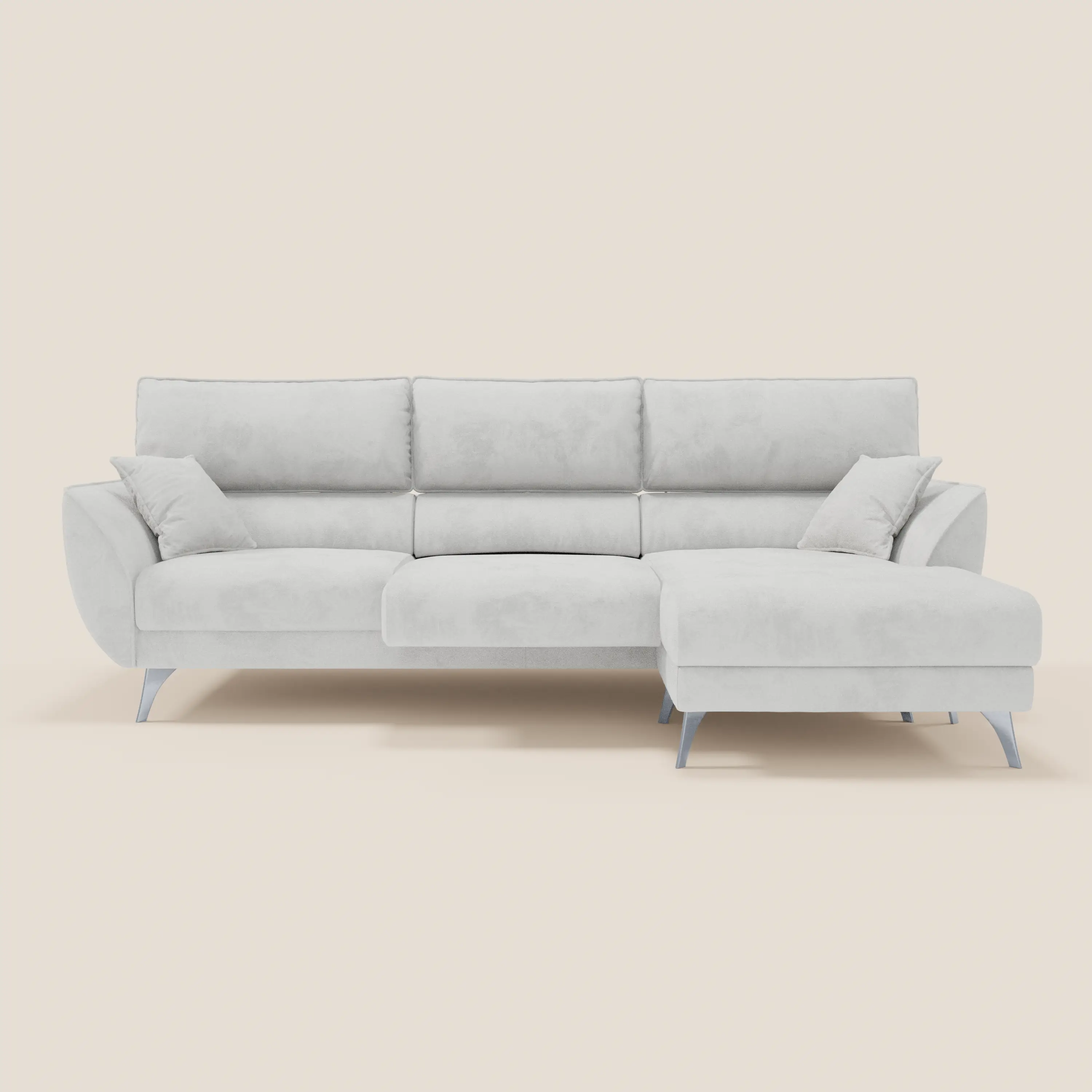 Michelangelo Canapé d'angle avec chaise longue et assises coulissantes - têtières réglables en tissu raffiné détachable effet velouté T30 - Image 208