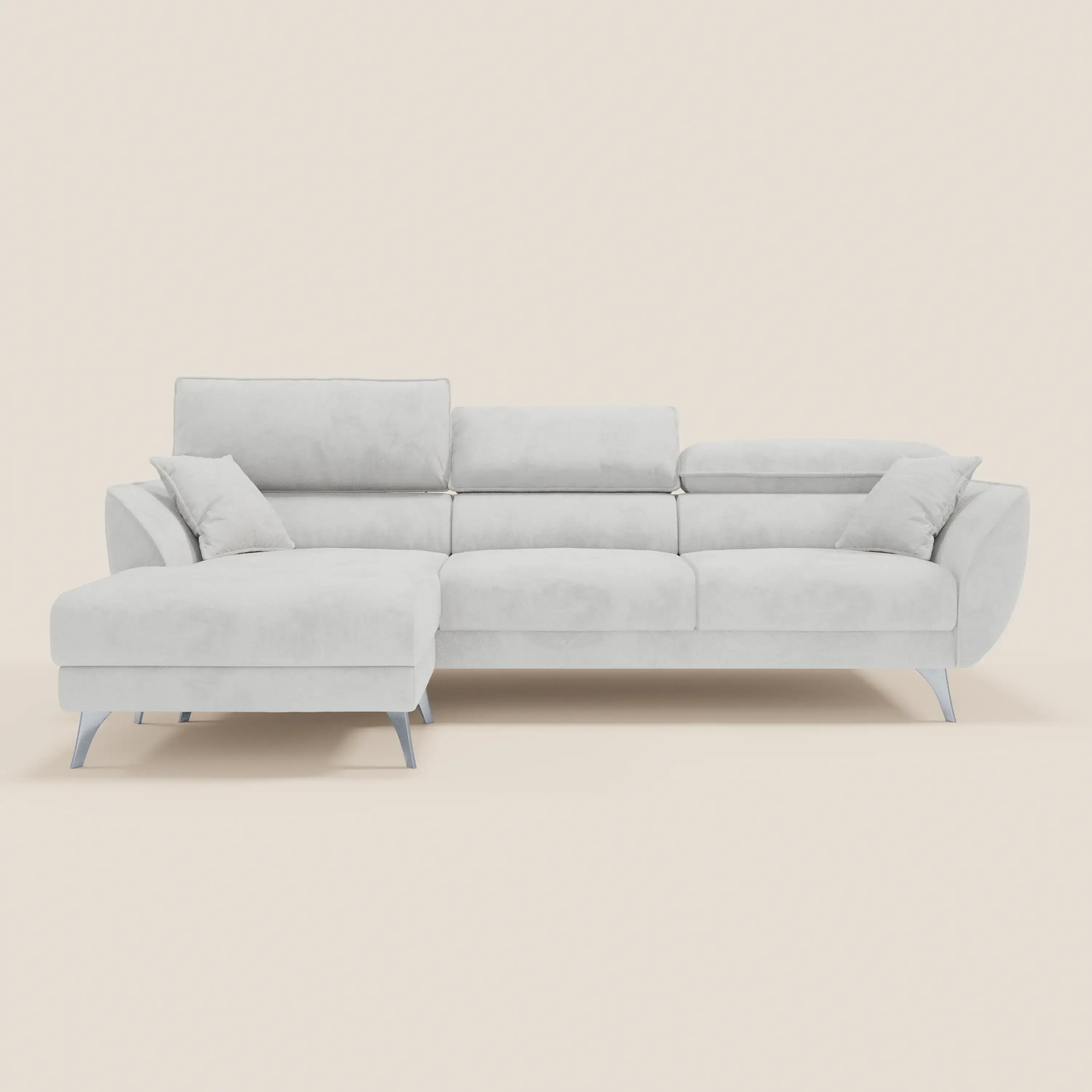 Michelangelo Canapé d'angle avec chaise longue et assises coulissantes - têtières réglables en tissu raffiné détachable effet velouté T30 - Image 209