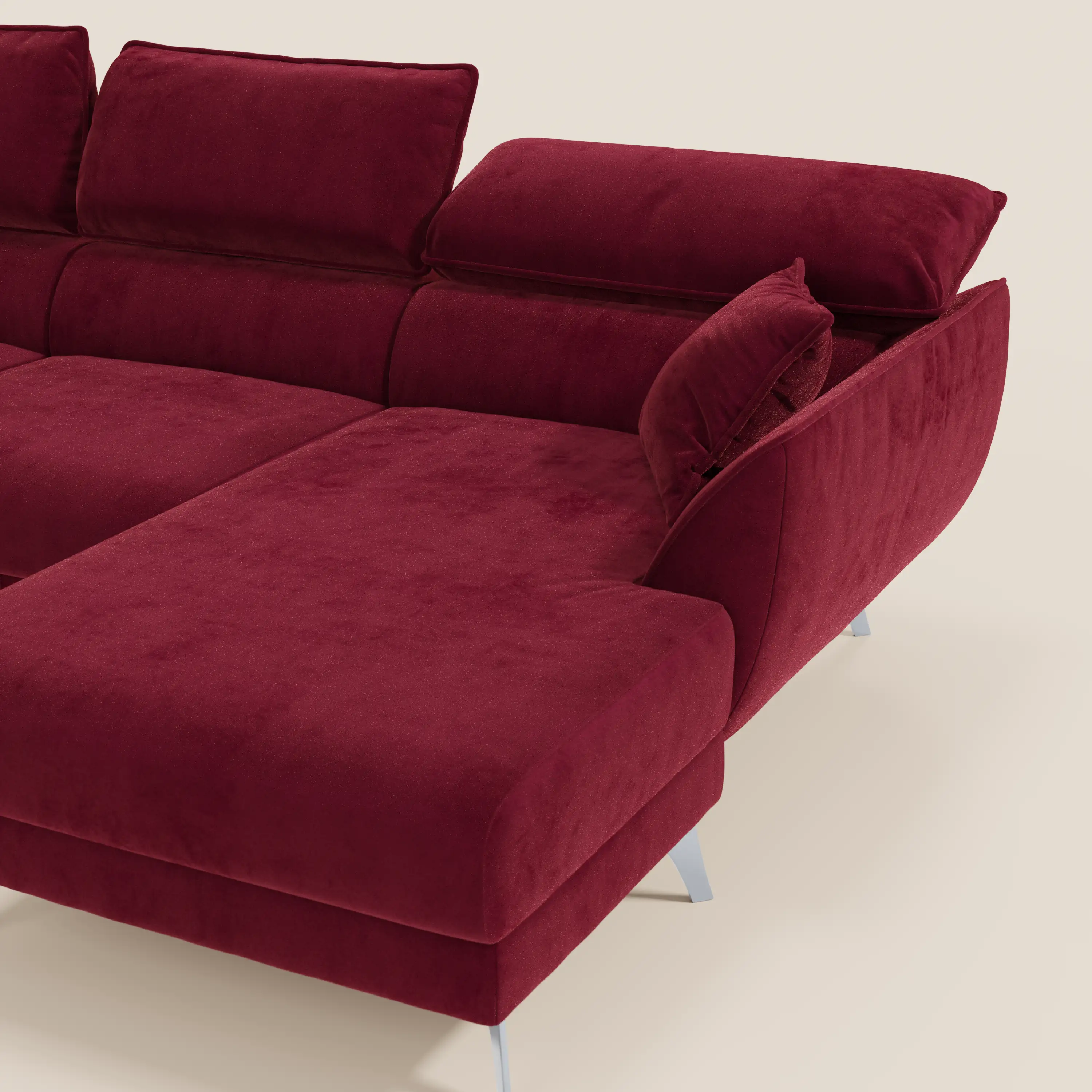 Michelangelo Canapé d'angle avec chaise longue et assises coulissantes - têtières réglables en tissu raffiné détachable effet velouté T30 - Image 22