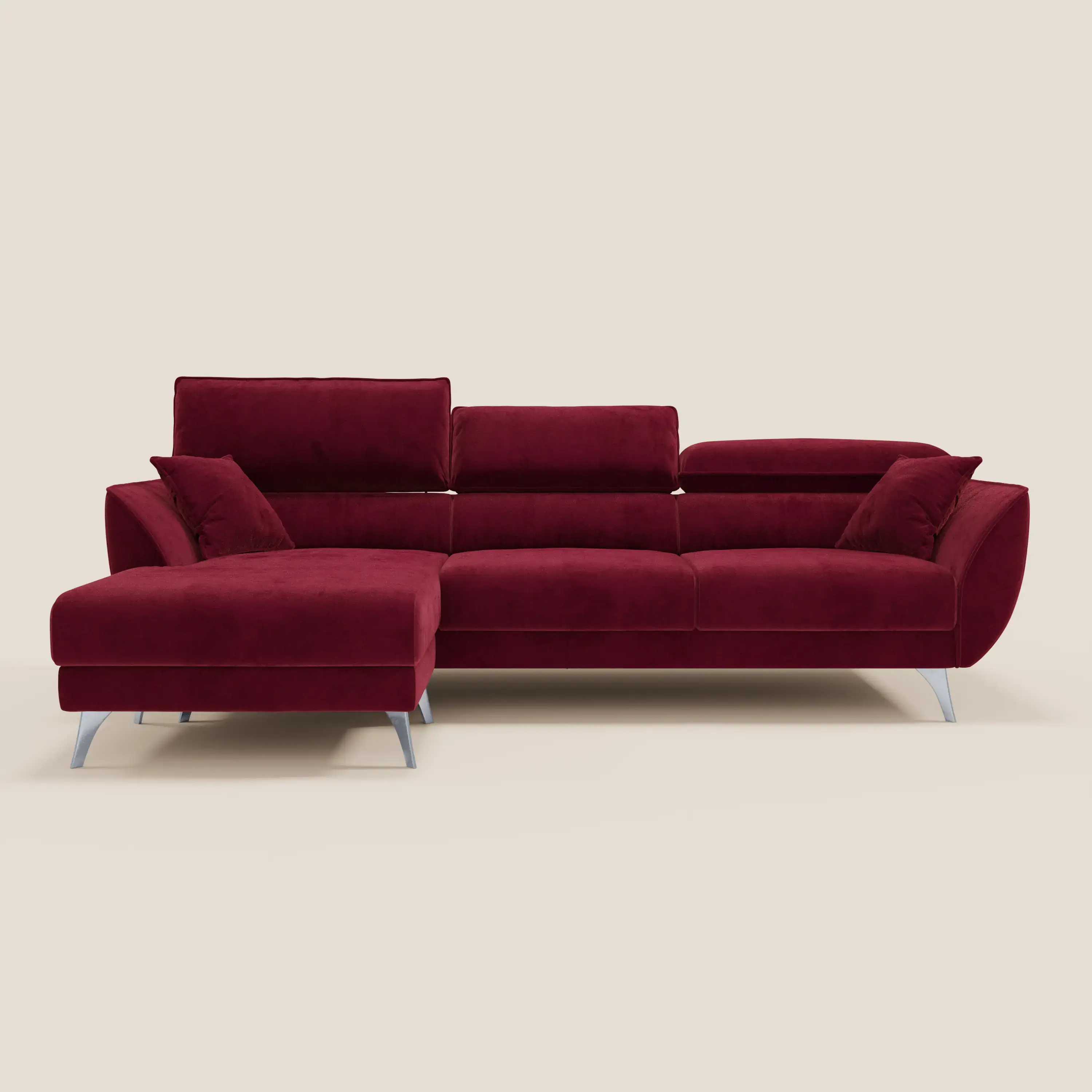 Michelangelo Canapé d'angle avec chaise longue et assises coulissantes - têtières réglables en tissu raffiné détachable effet velouté T30 - Image 26