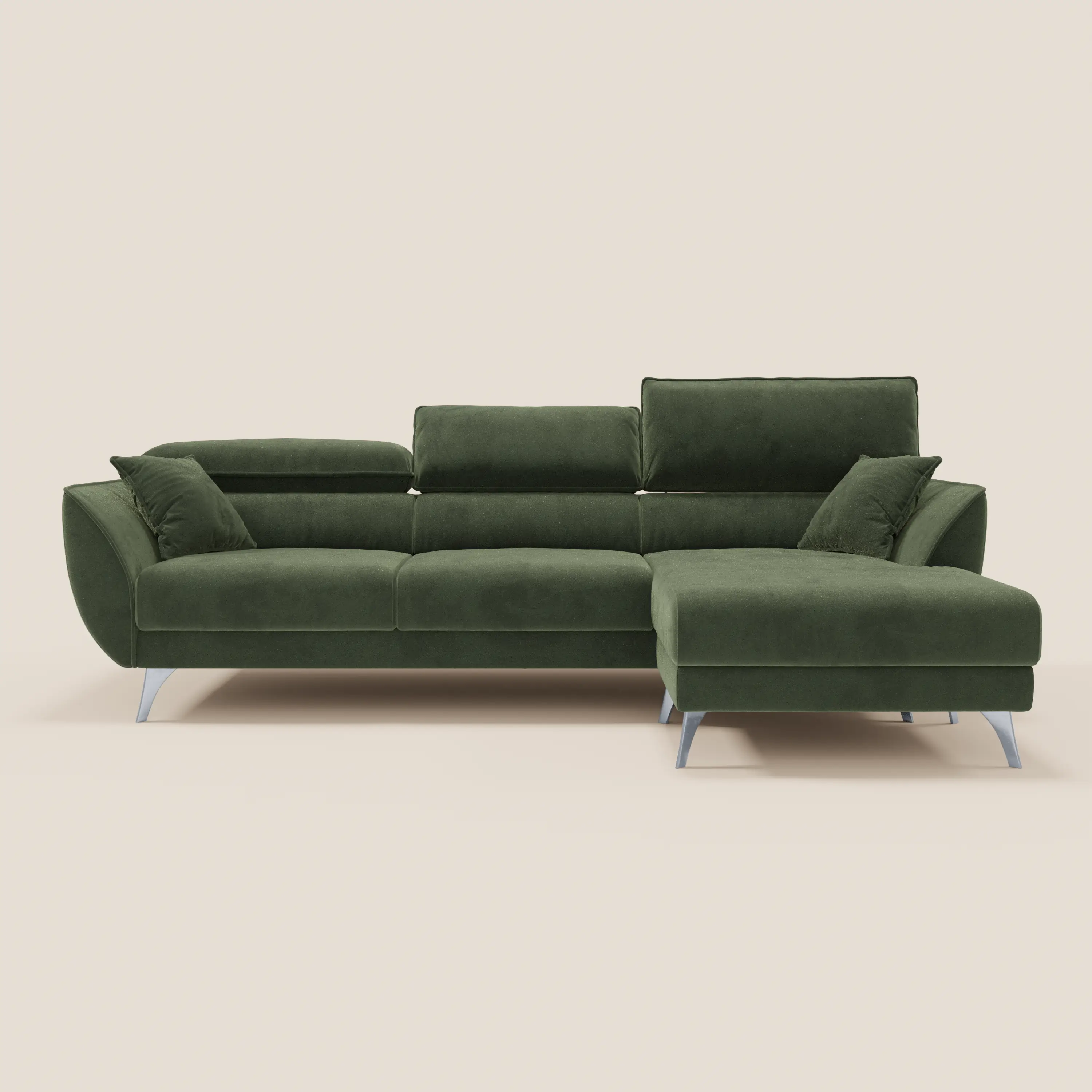 Michelangelo Canapé d'angle avec chaise longue et assises coulissantes - têtières réglables en tissu raffiné détachable effet velouté T30 - Image 29