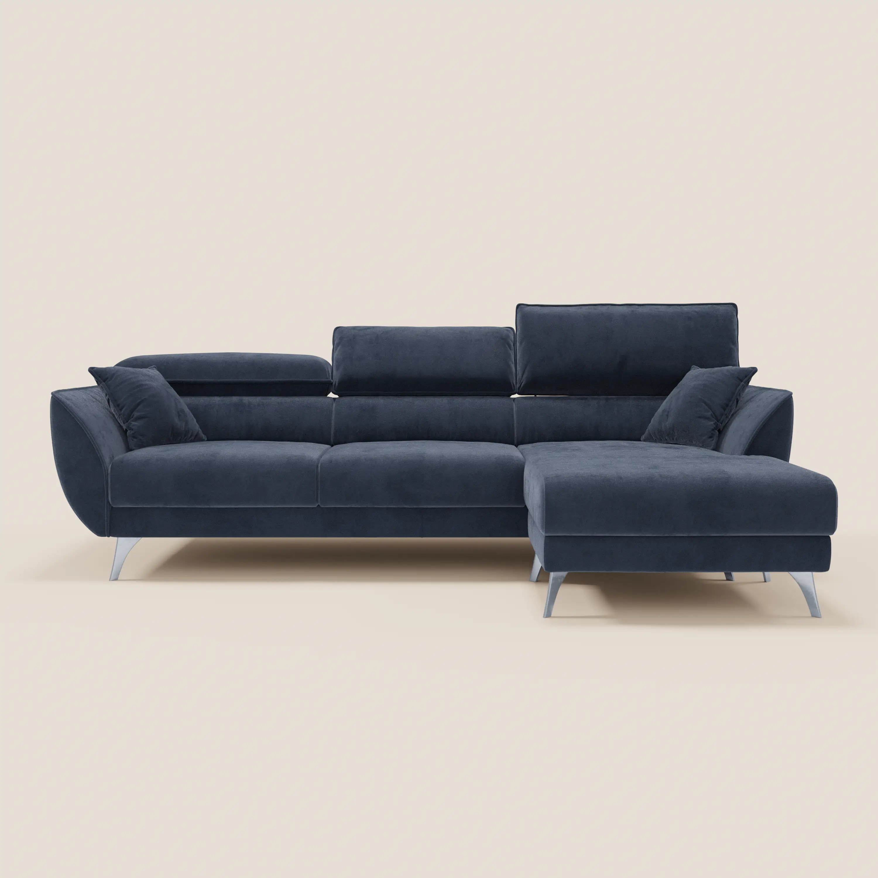 Michelangelo Canapé d'angle avec chaise longue et assises coulissantes - têtières réglables en tissu raffiné détachable effet velouté T30 - Image 3