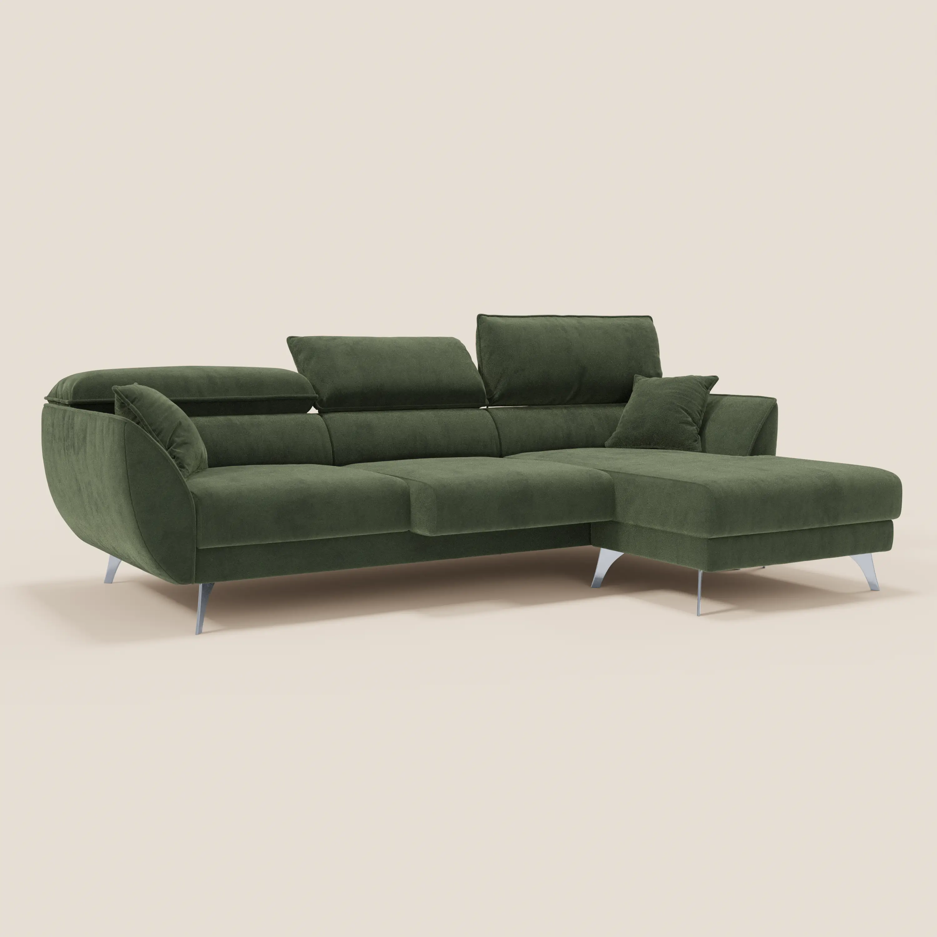 Michelangelo Canapé d'angle avec chaise longue et assises coulissantes - têtières réglables en tissu raffiné détachable effet velouté T30 - Image 30