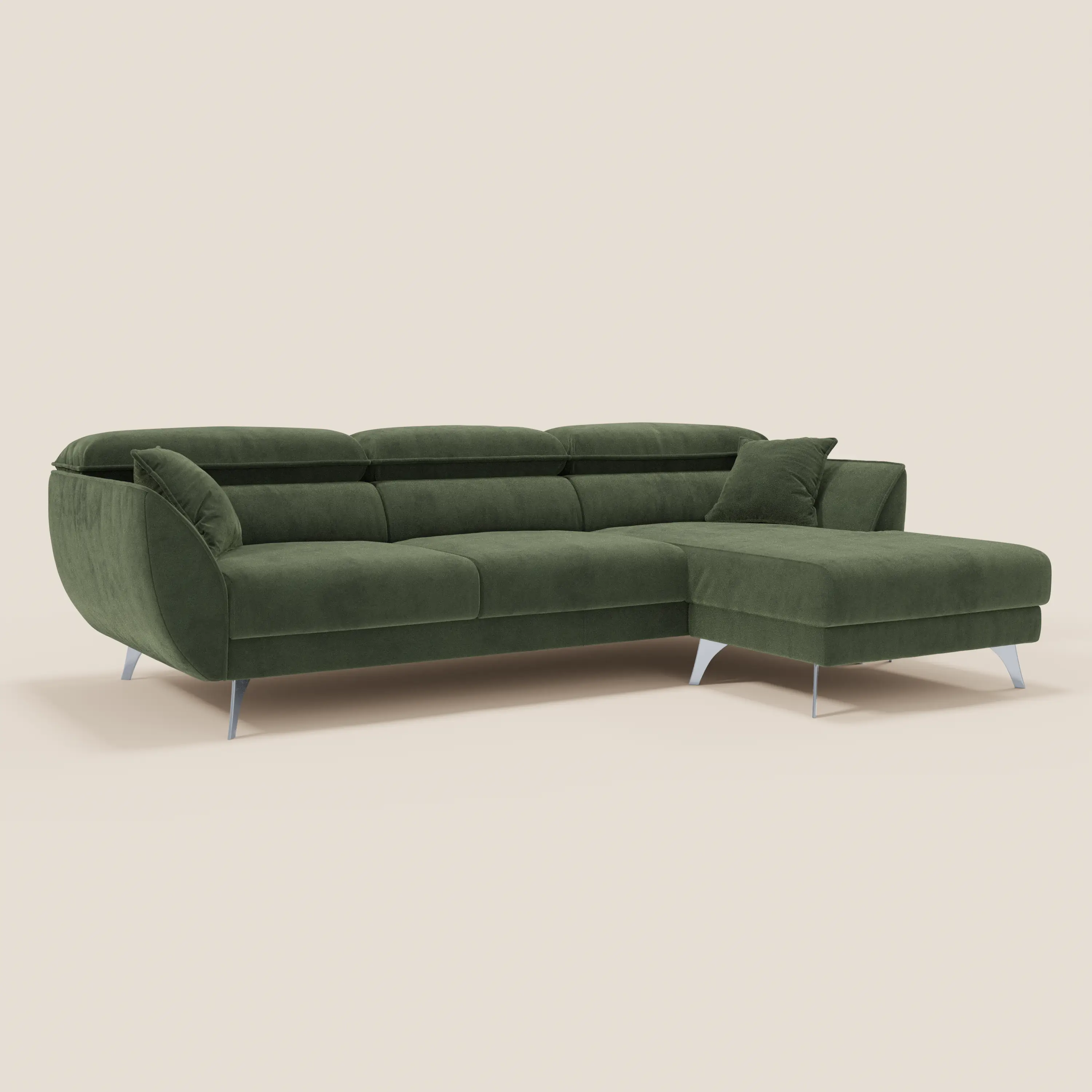 Michelangelo Canapé d'angle avec chaise longue et assises coulissantes - têtières réglables en tissu raffiné détachable effet velouté T30 - Image 33