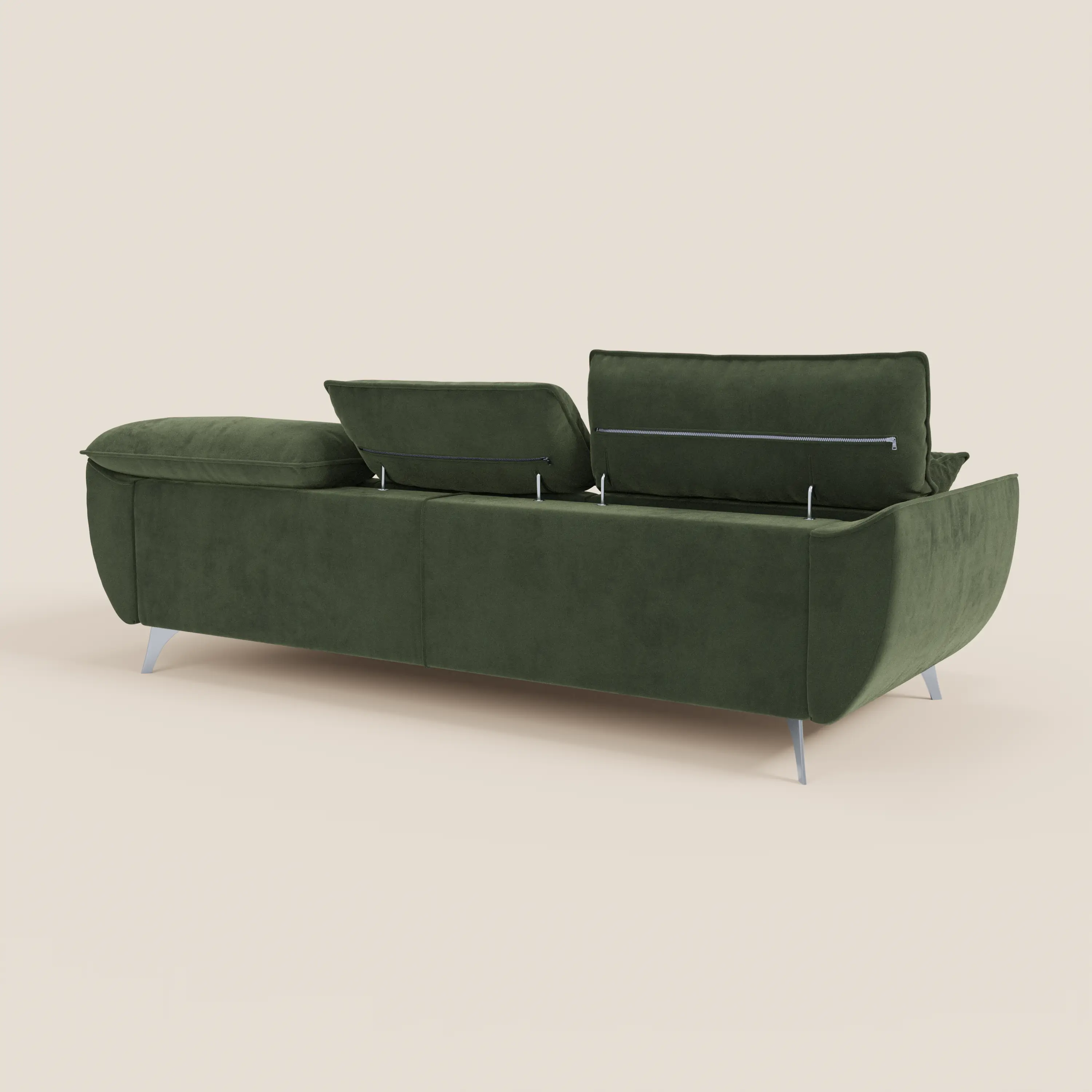 Michelangelo Canapé d'angle avec chaise longue et assises coulissantes - têtières réglables en tissu raffiné détachable effet velouté T30 - Image 36