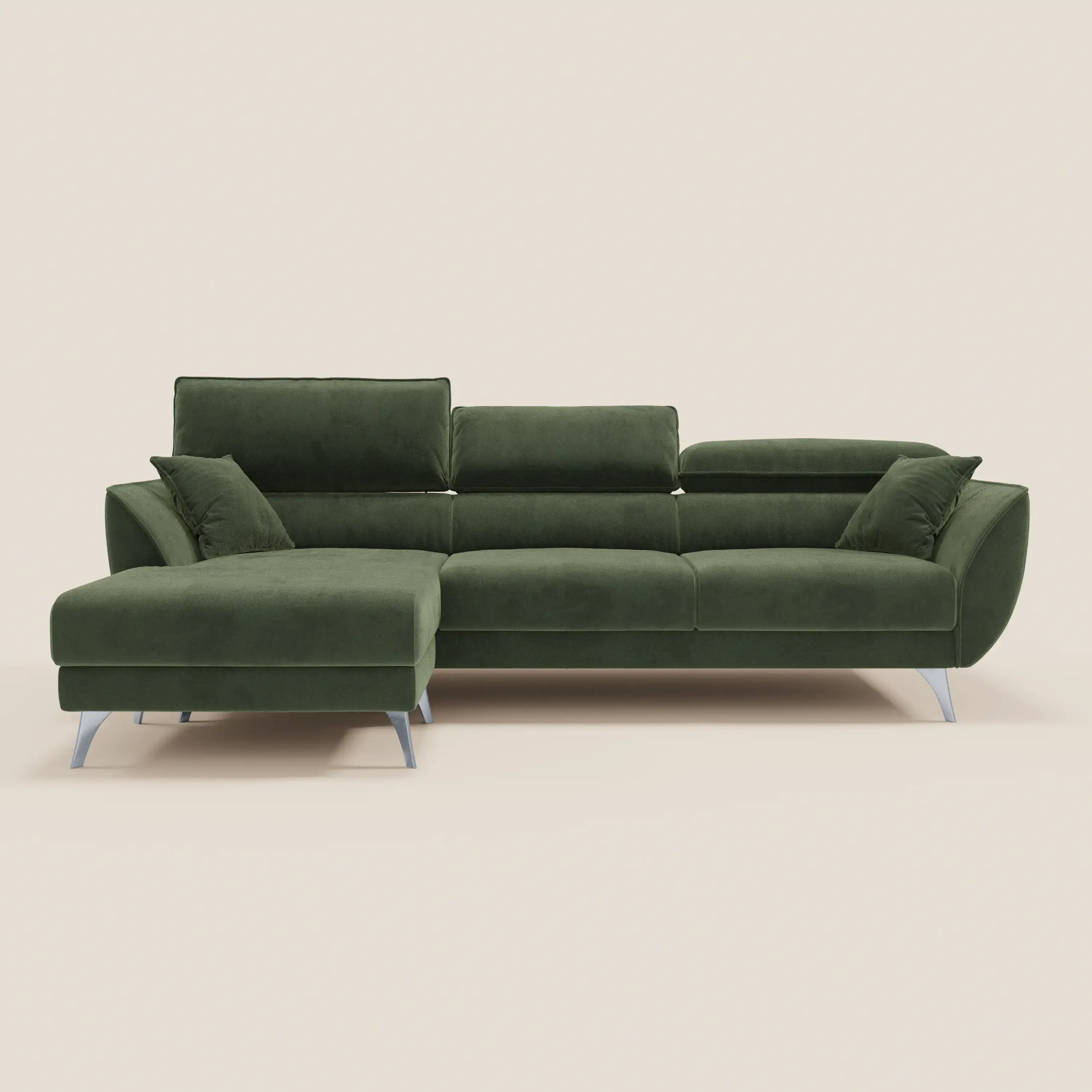 Michelangelo Canapé d'angle avec chaise longue et assises coulissantes - têtières réglables en tissu raffiné détachable effet velouté T30 - Image 39