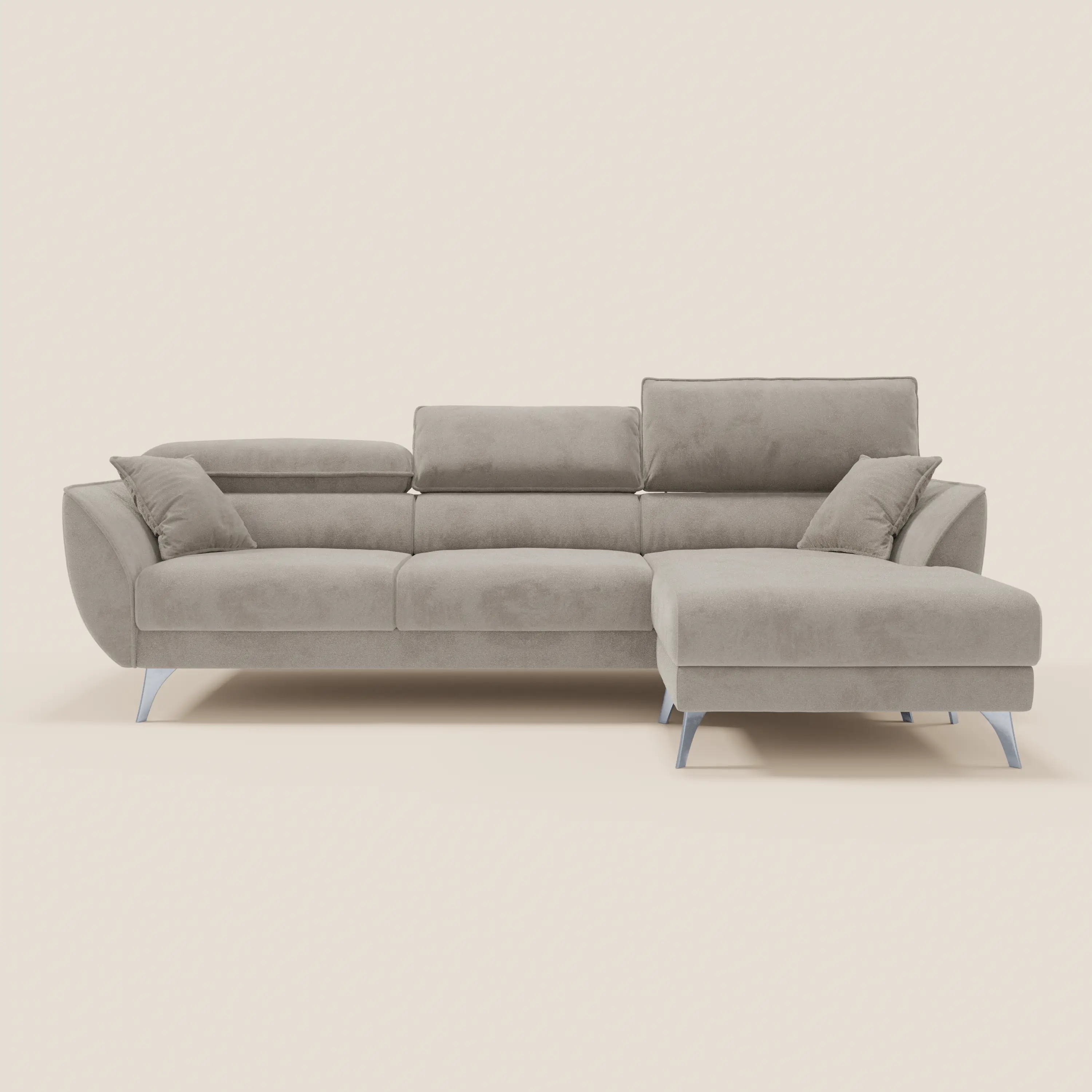 Michelangelo Canapé d'angle avec chaise longue et assises coulissantes - têtières réglables en tissu raffiné détachable effet velouté T30 - Image 42