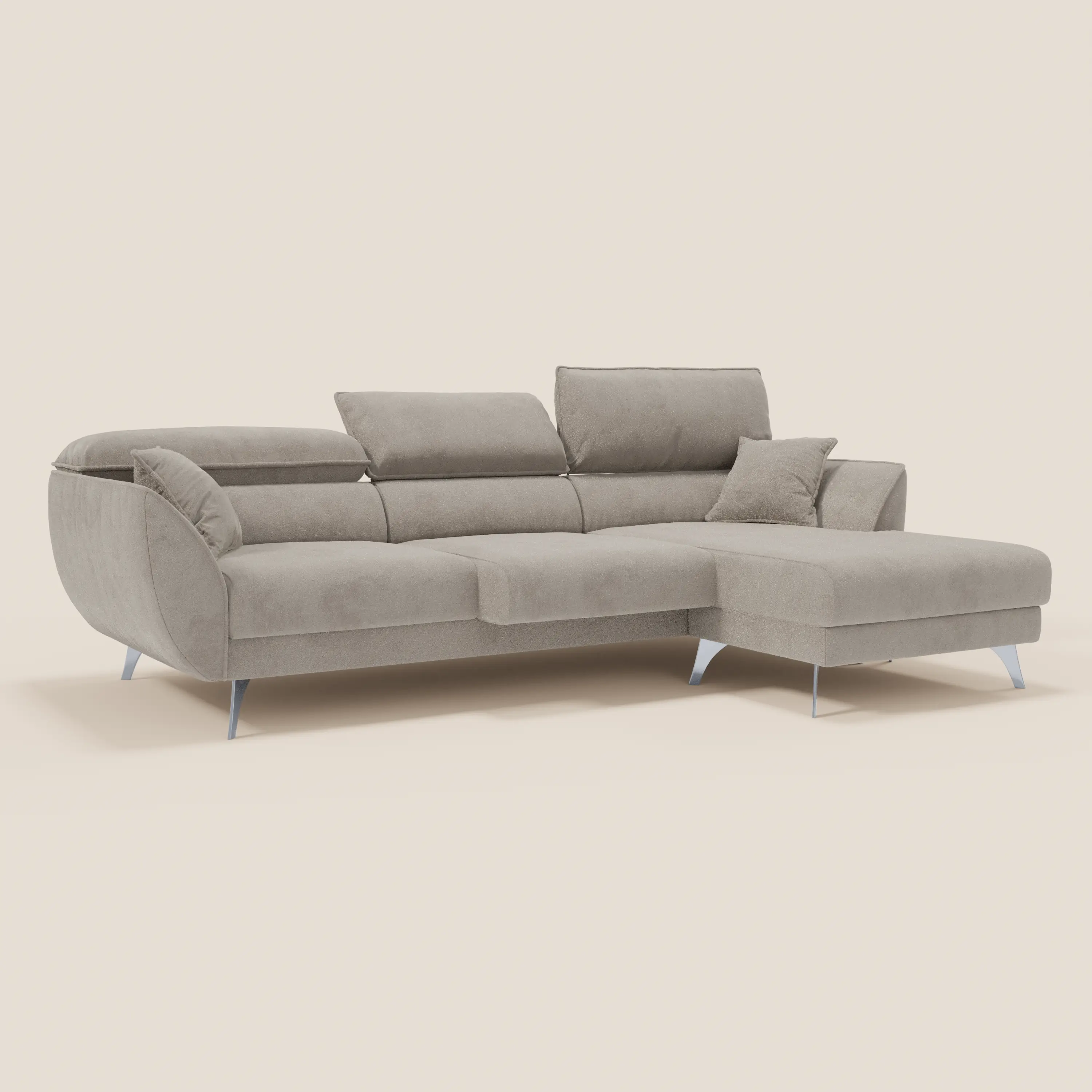 Michelangelo Canapé d'angle avec chaise longue et assises coulissantes - têtières réglables en tissu raffiné détachable effet velouté T30 - Image 43