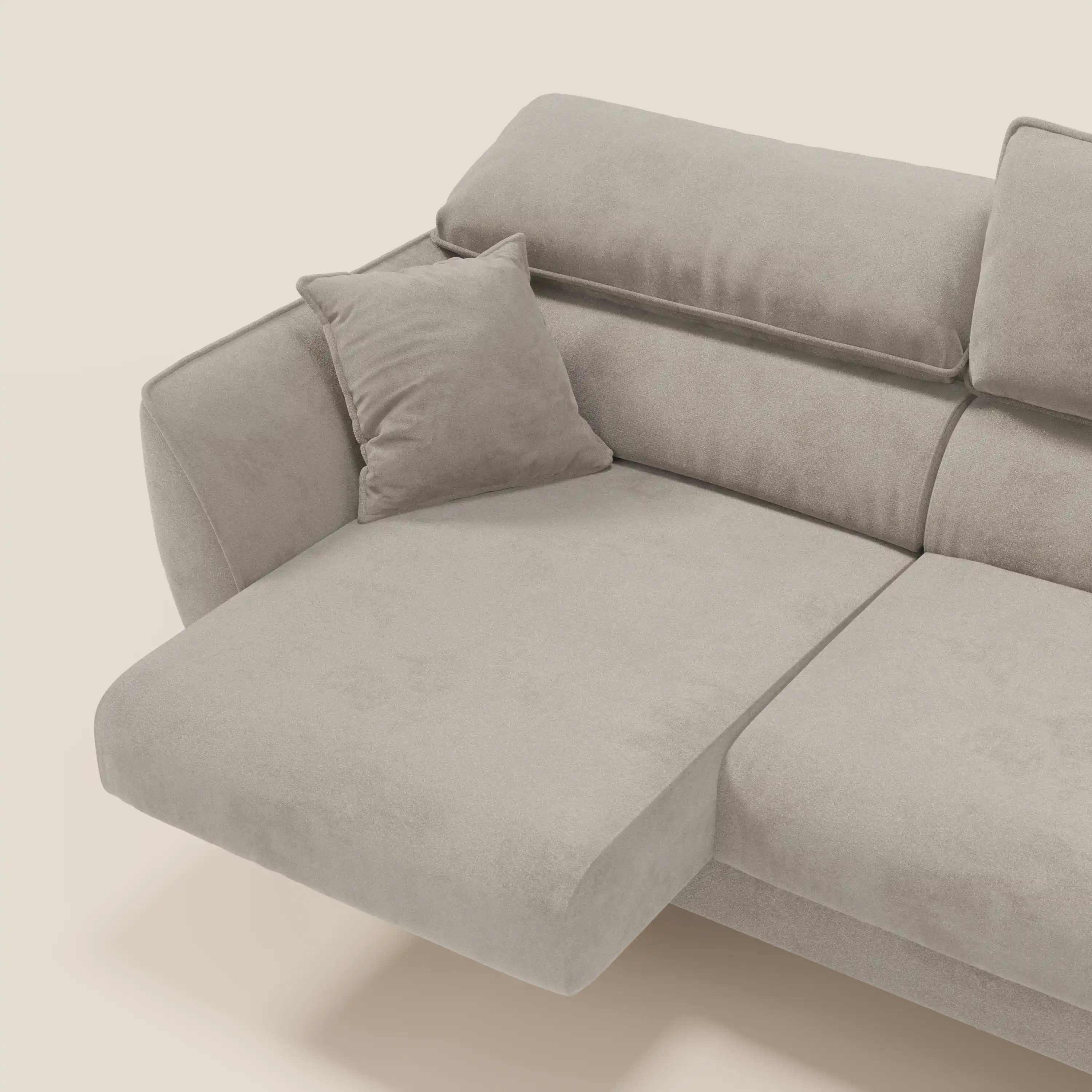 Michelangelo Canapé d'angle avec chaise longue et assises coulissantes - têtières réglables en tissu raffiné détachable effet velouté T30 - Image 44