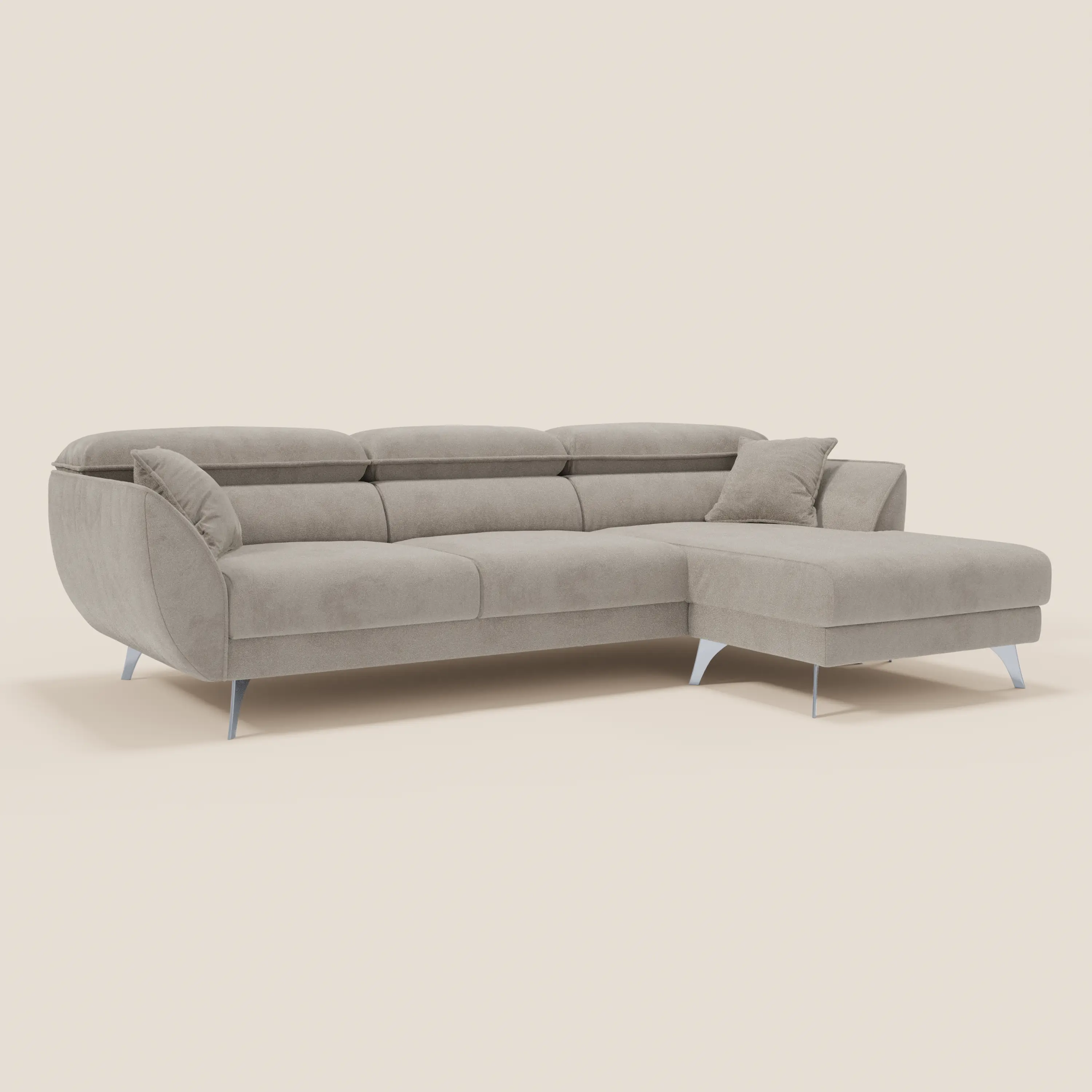 Michelangelo Canapé d'angle avec chaise longue et assises coulissantes - têtières réglables en tissu raffiné détachable effet velouté T30 - Image 46