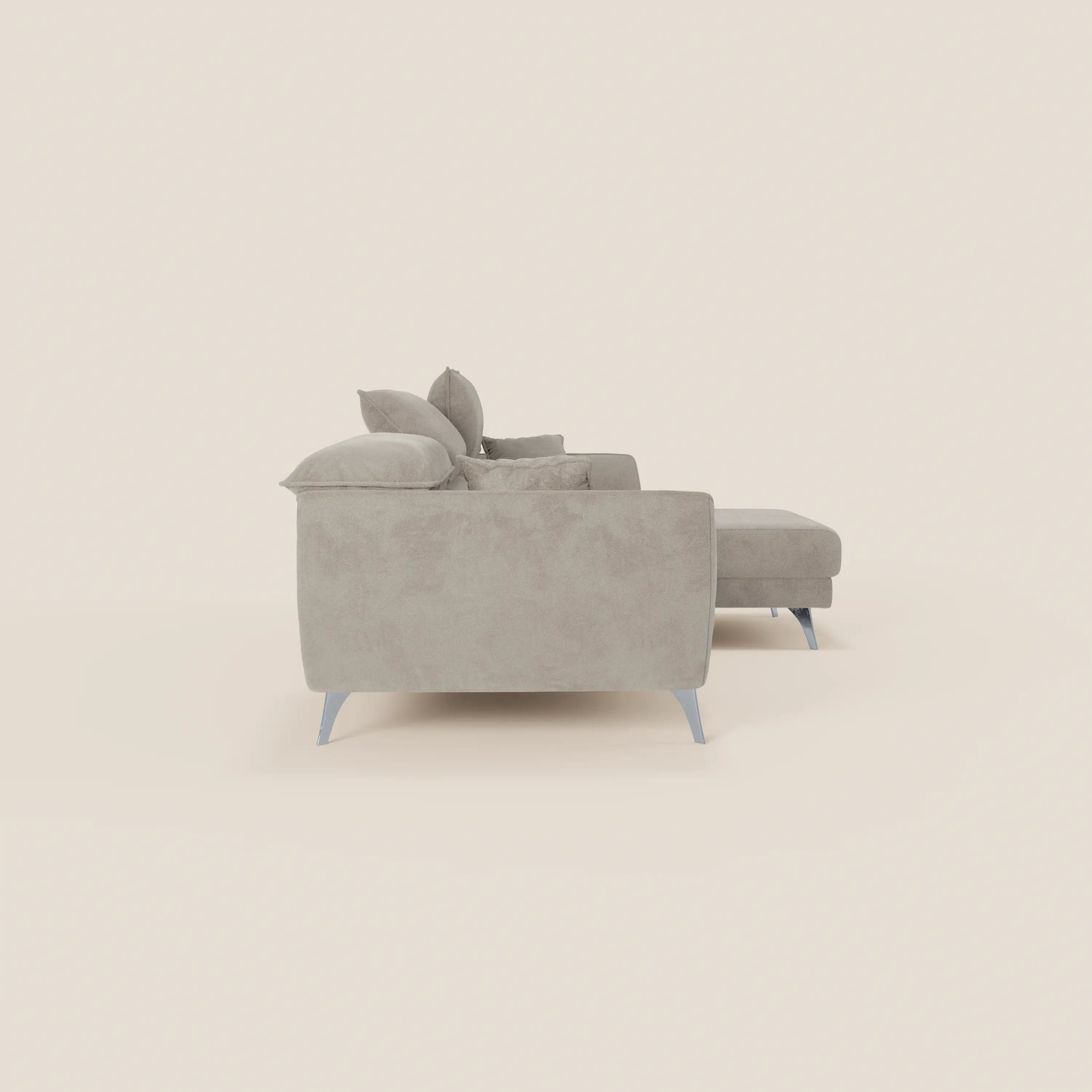 Michelangelo Canapé d'angle avec chaise longue et assises coulissantes - têtières réglables en tissu raffiné détachable effet velouté T30 - Image 47
