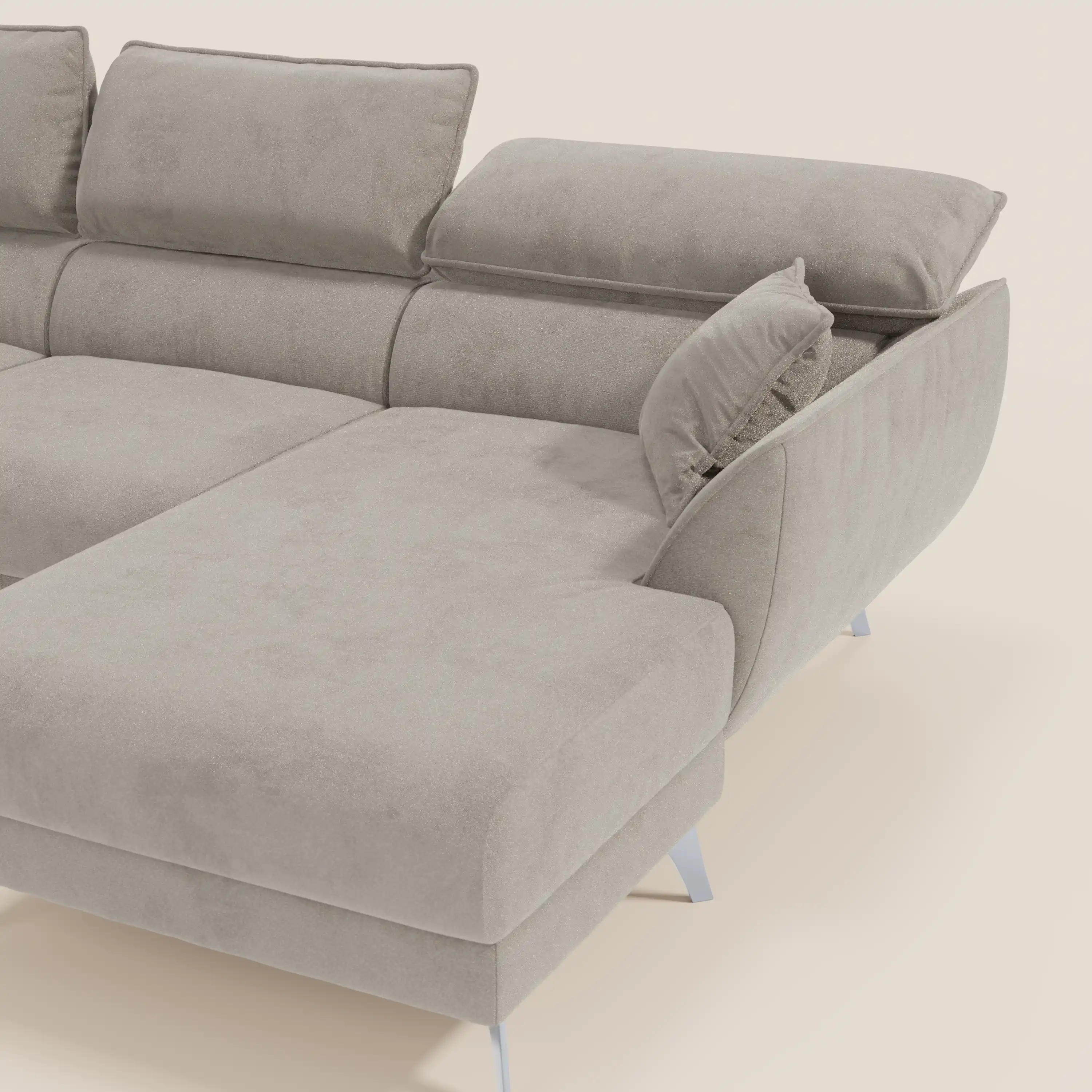 Michelangelo Canapé d'angle avec chaise longue et assises coulissantes - têtières réglables en tissu raffiné détachable effet velouté T30 - Image 48