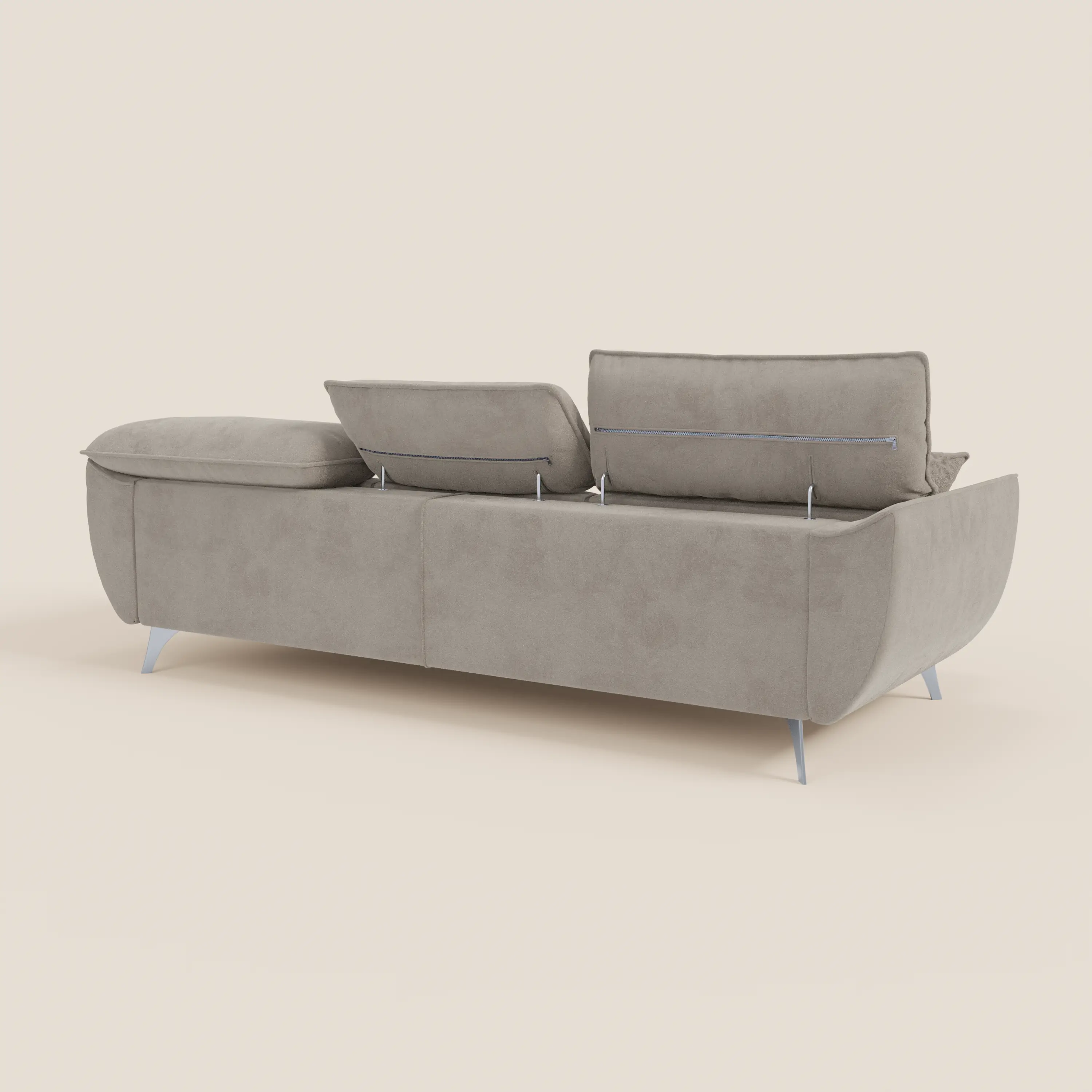 Michelangelo Canapé d'angle avec chaise longue et assises coulissantes - têtières réglables en tissu raffiné détachable effet velouté T30 - Image 49