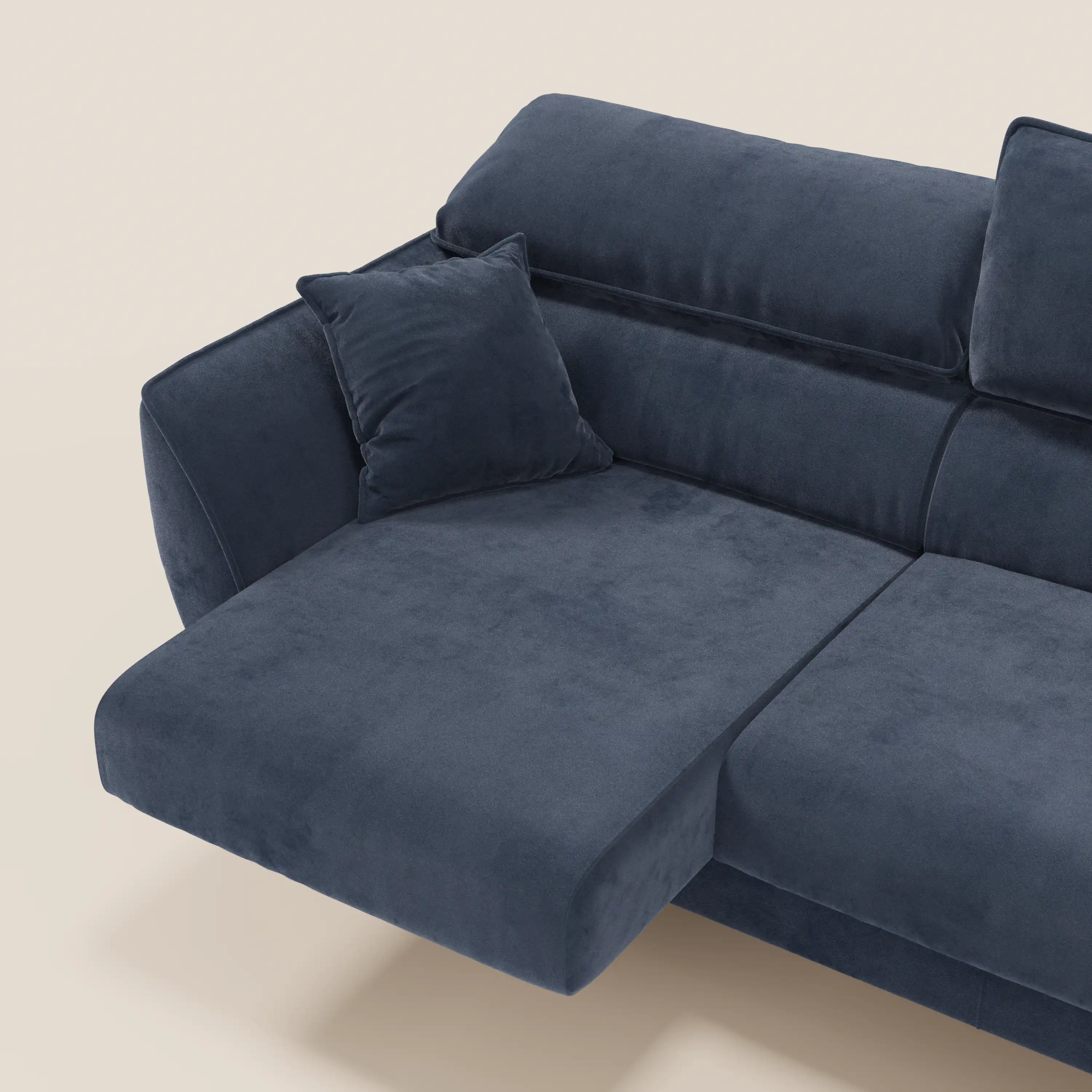 Michelangelo Canapé d'angle avec chaise longue et assises coulissantes - têtières réglables en tissu raffiné détachable effet velouté T30 - Image 5