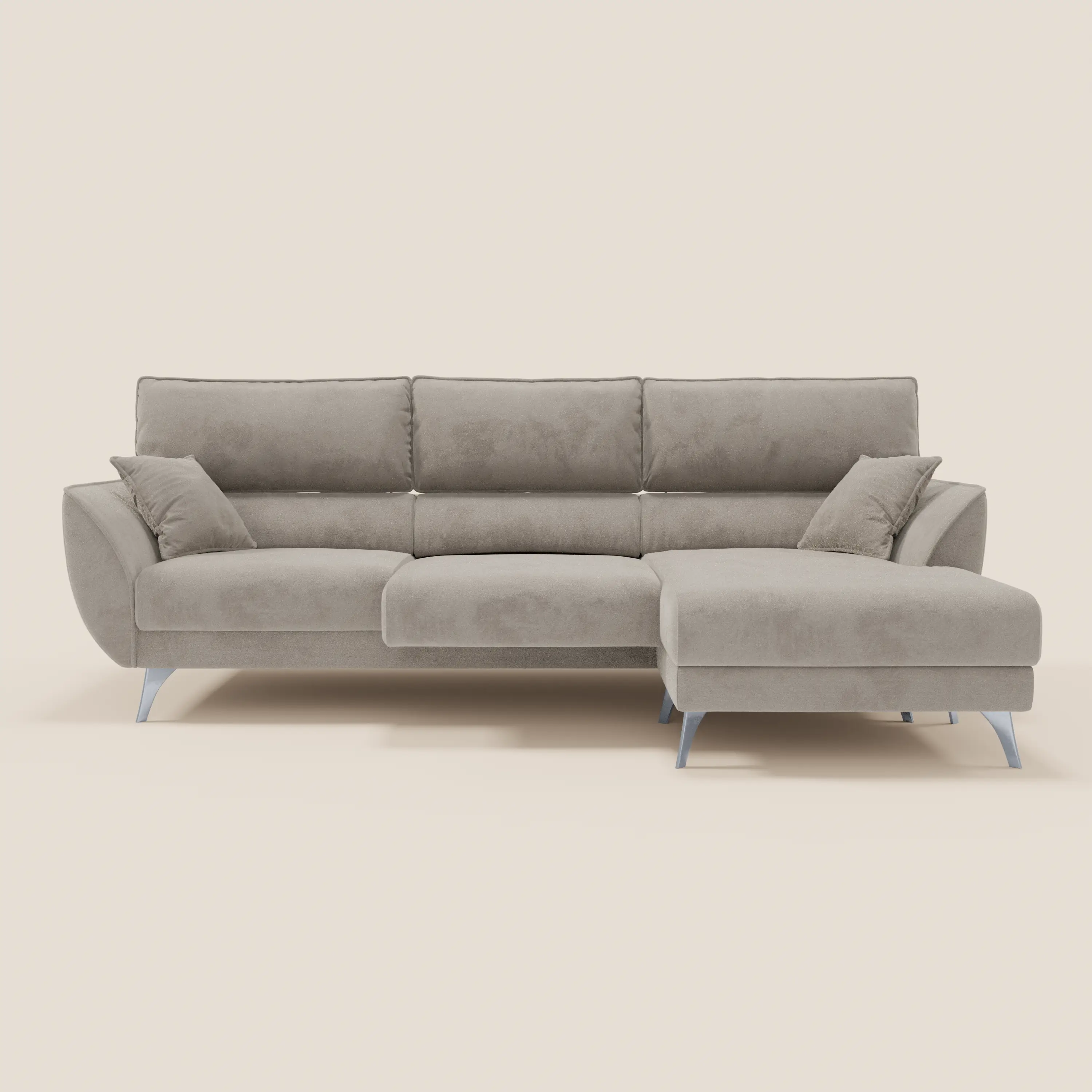 Michelangelo Canapé d'angle avec chaise longue et assises coulissantes - têtières réglables en tissu raffiné détachable effet velouté T30 - Image 51