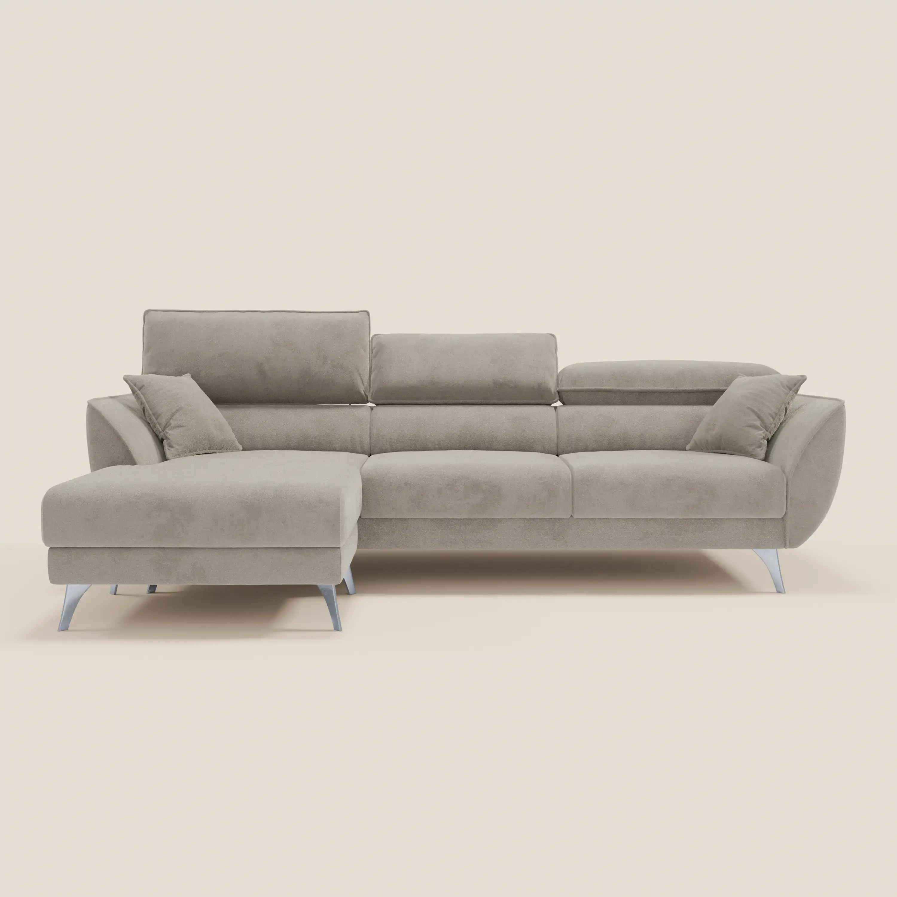 Michelangelo Canapé d'angle avec chaise longue et assises coulissantes - têtières réglables en tissu raffiné détachable effet velouté T30 - Image 52