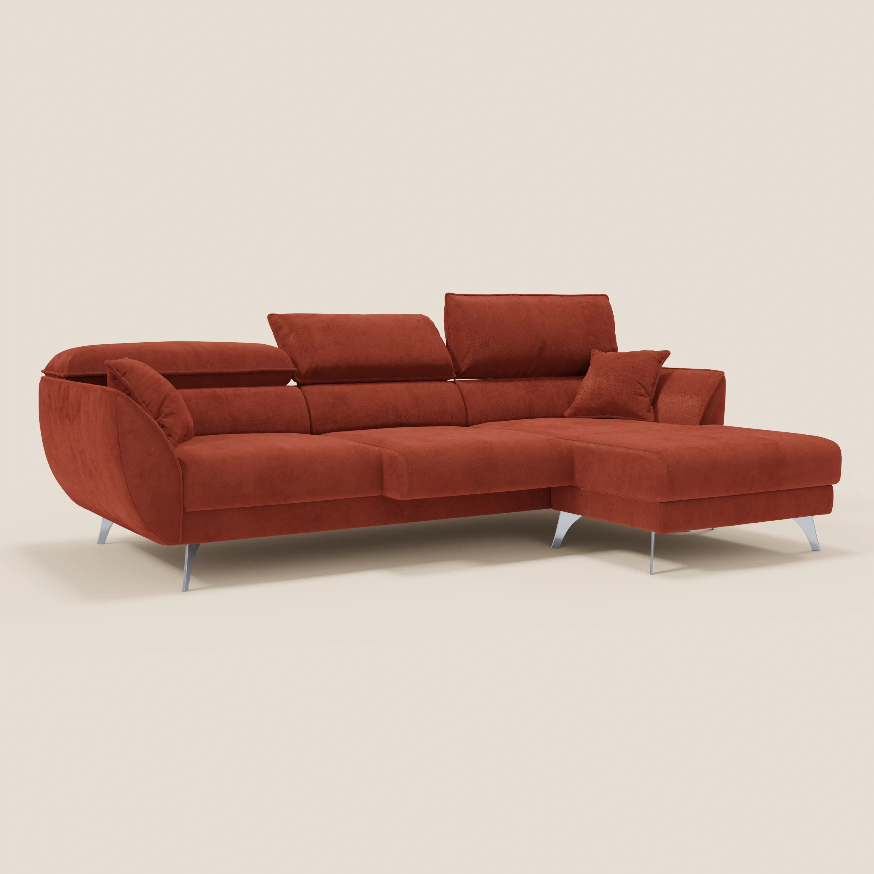 Michelangelo Canapé d'angle avec chaise longue et assises coulissantes - têtières réglables en tissu raffiné détachable effet velouté T30 - Image 56