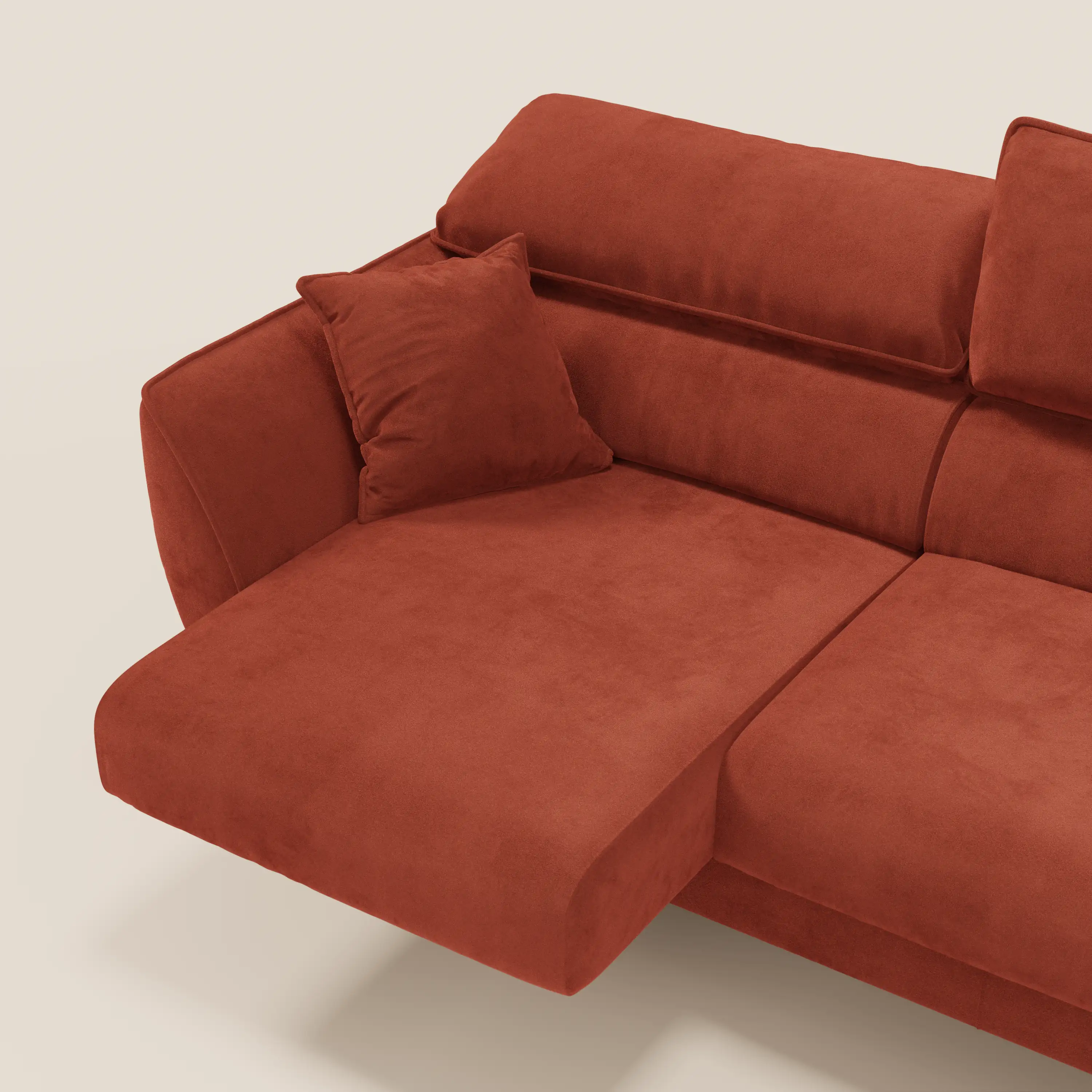 Michelangelo Canapé d'angle avec chaise longue et assises coulissantes - têtières réglables en tissu raffiné détachable effet velouté T30 - Image 57