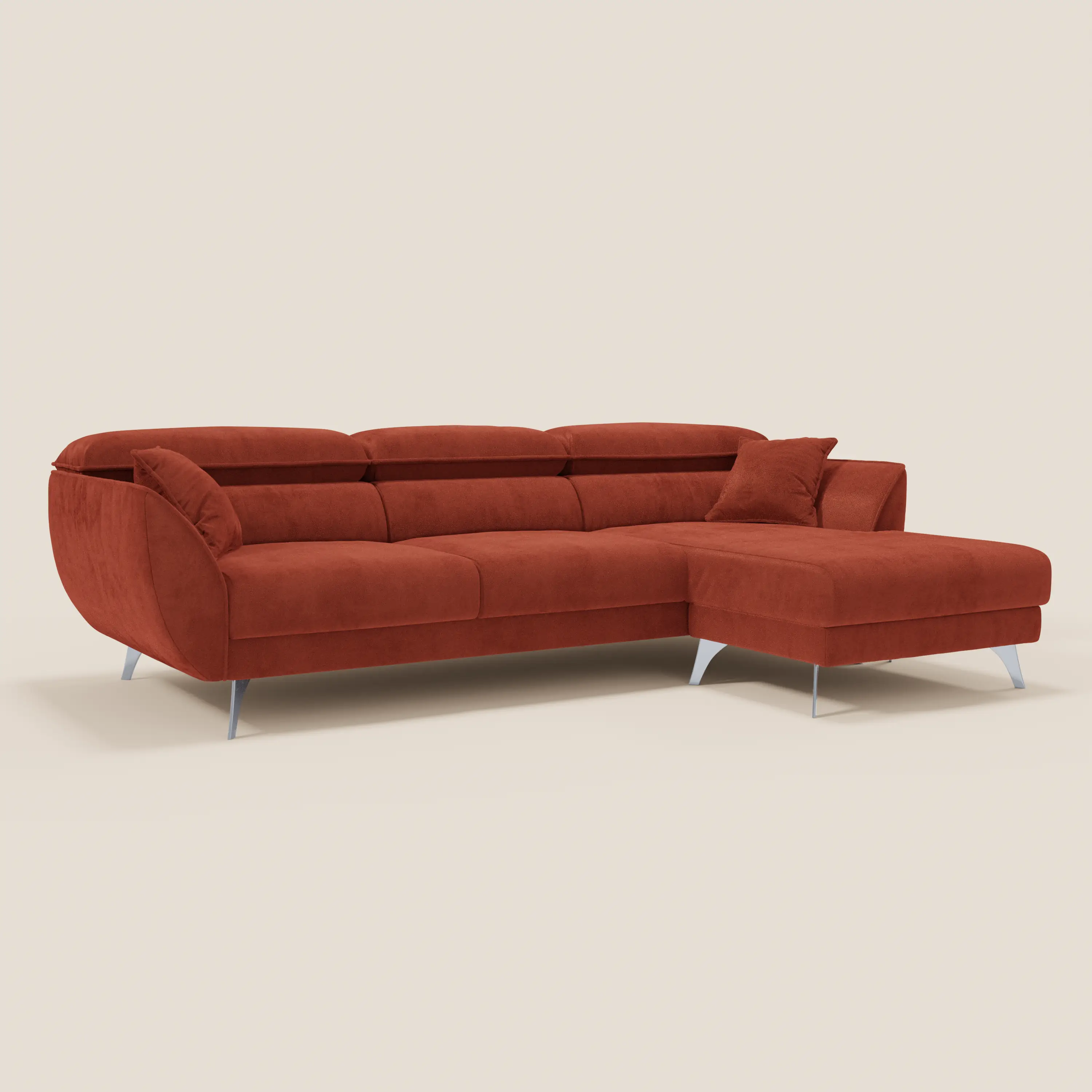 Michelangelo Canapé d'angle avec chaise longue et assises coulissantes - têtières réglables en tissu raffiné détachable effet velouté T30 - Image 59