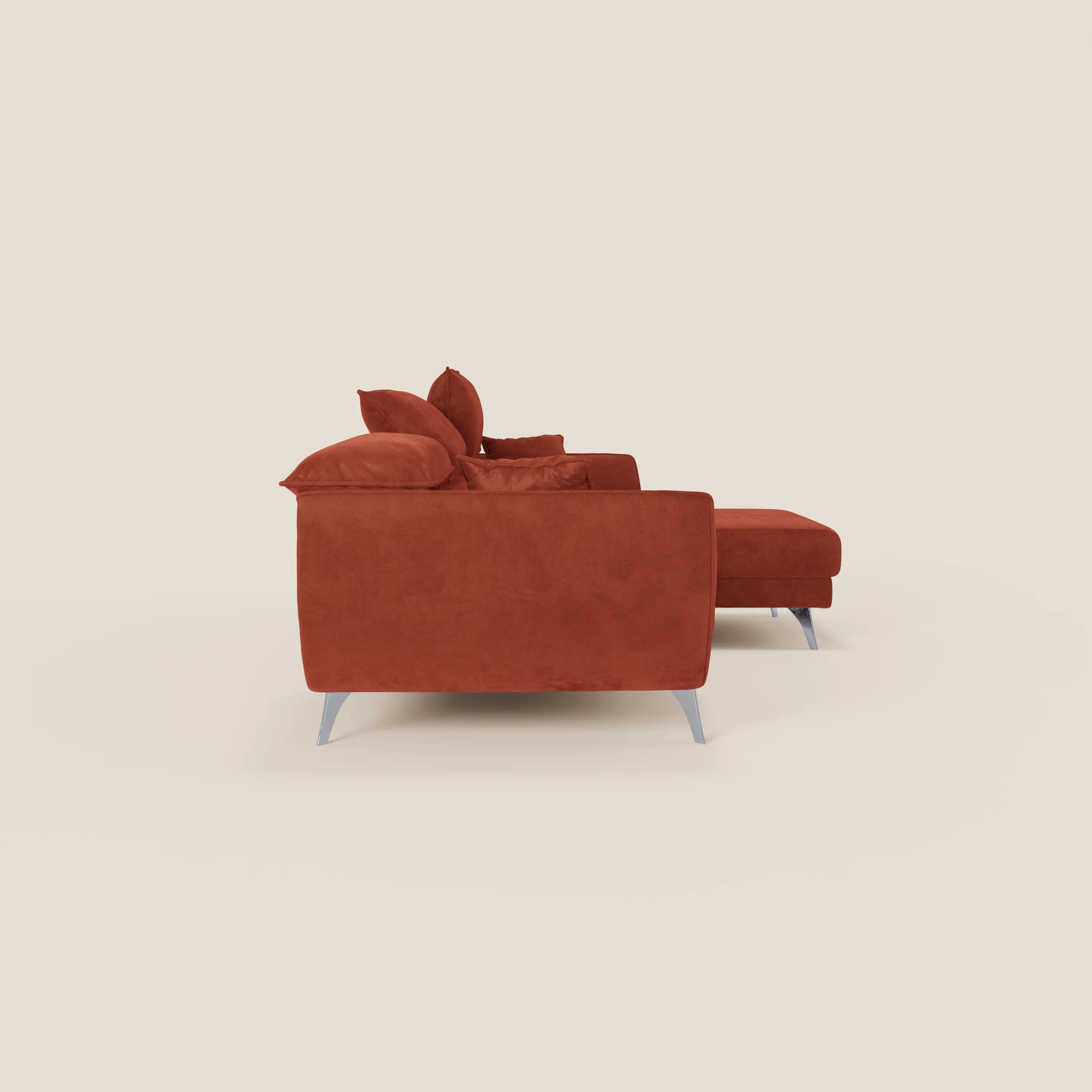 Michelangelo Canapé d'angle avec chaise longue et assises coulissantes - têtières réglables en tissu raffiné détachable effet velouté T30 - Image 60