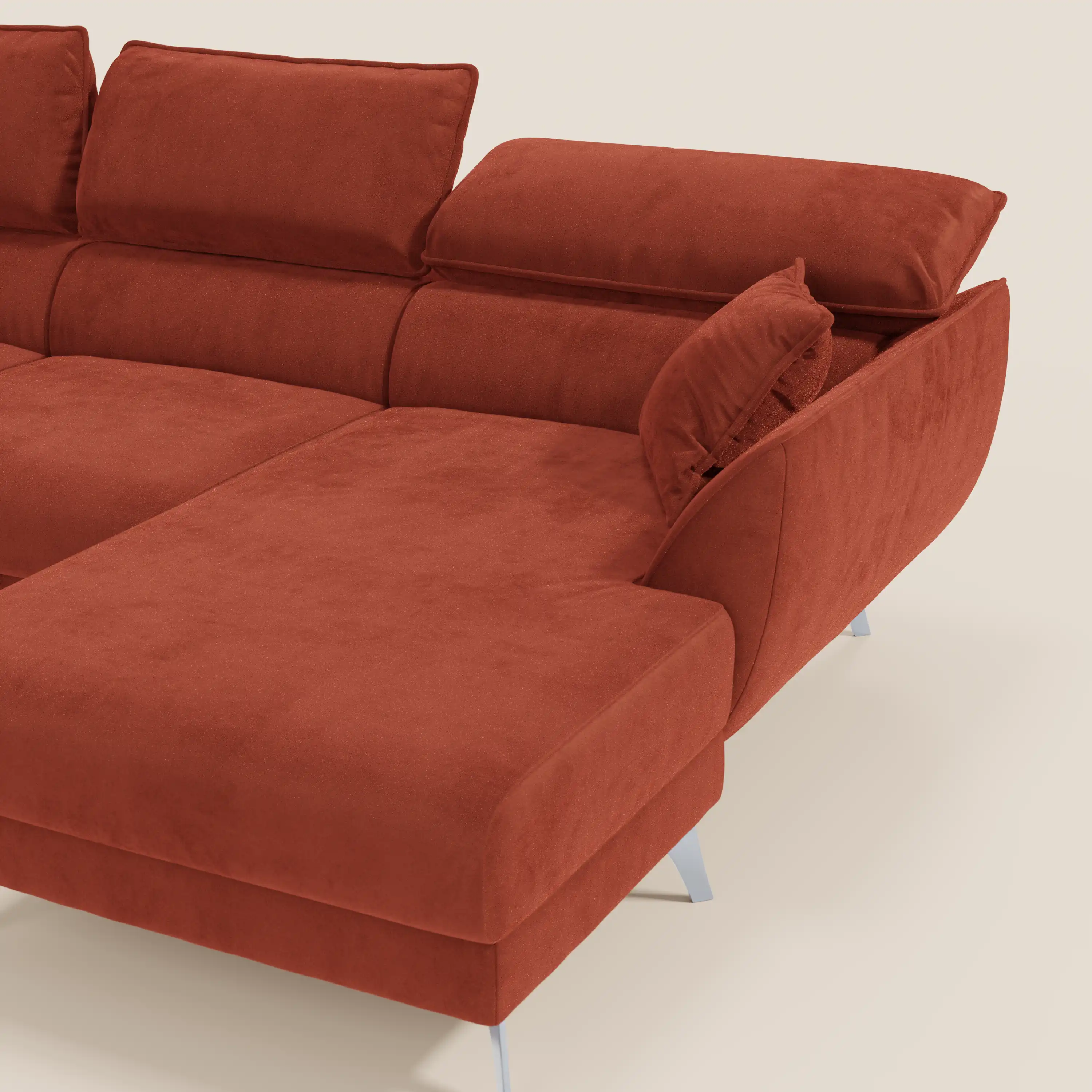 Michelangelo Canapé d'angle avec chaise longue et assises coulissantes - têtières réglables en tissu raffiné détachable effet velouté T30 - Image 61