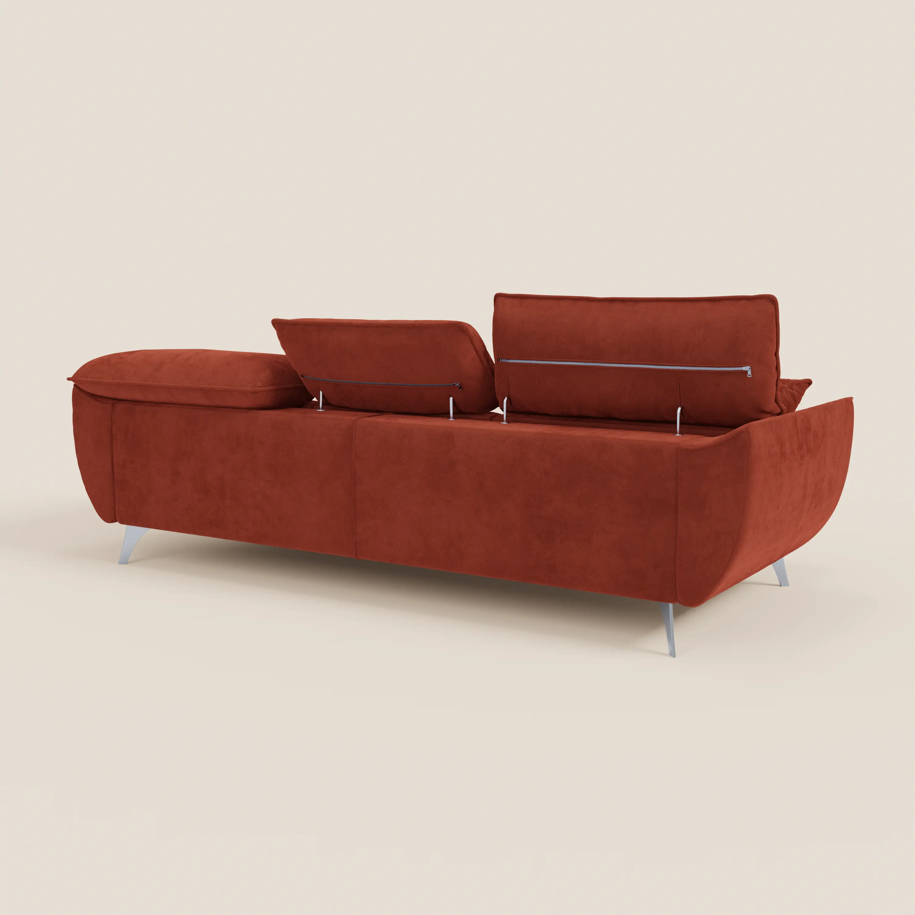 Michelangelo Canapé d'angle avec chaise longue et assises coulissantes - têtières réglables en tissu raffiné détachable effet velouté T30 - Image 62