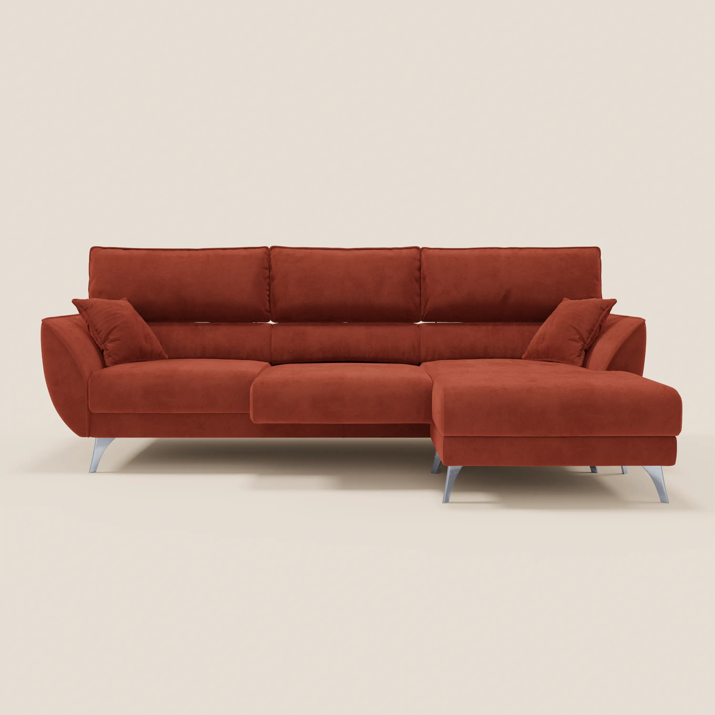 Michelangelo Canapé d'angle avec chaise longue et assises coulissantes - têtières réglables en tissu raffiné détachable effet velouté T30 - Image 64