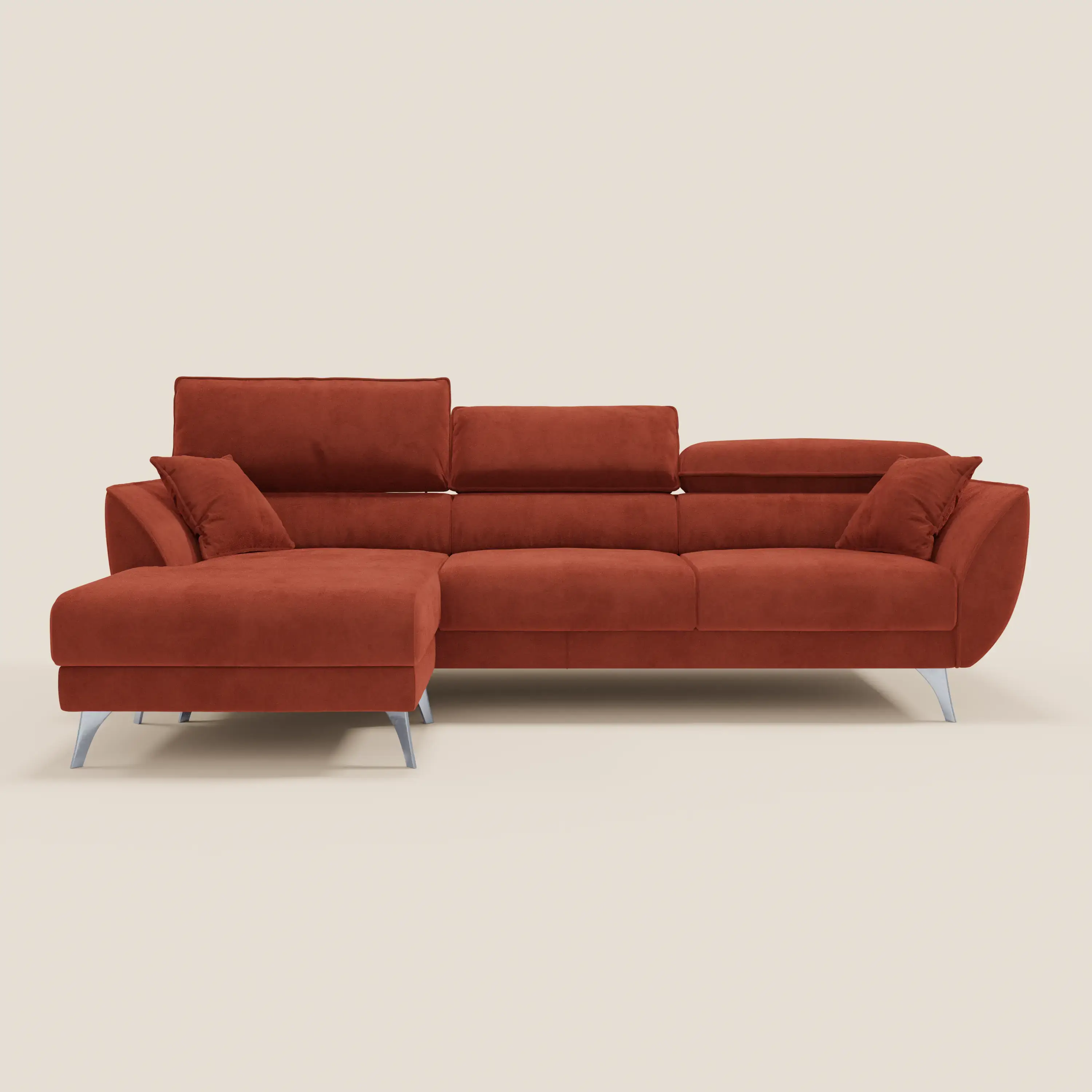 Michelangelo Canapé d'angle avec chaise longue et assises coulissantes - têtières réglables en tissu raffiné détachable effet velouté T30 - Image 65