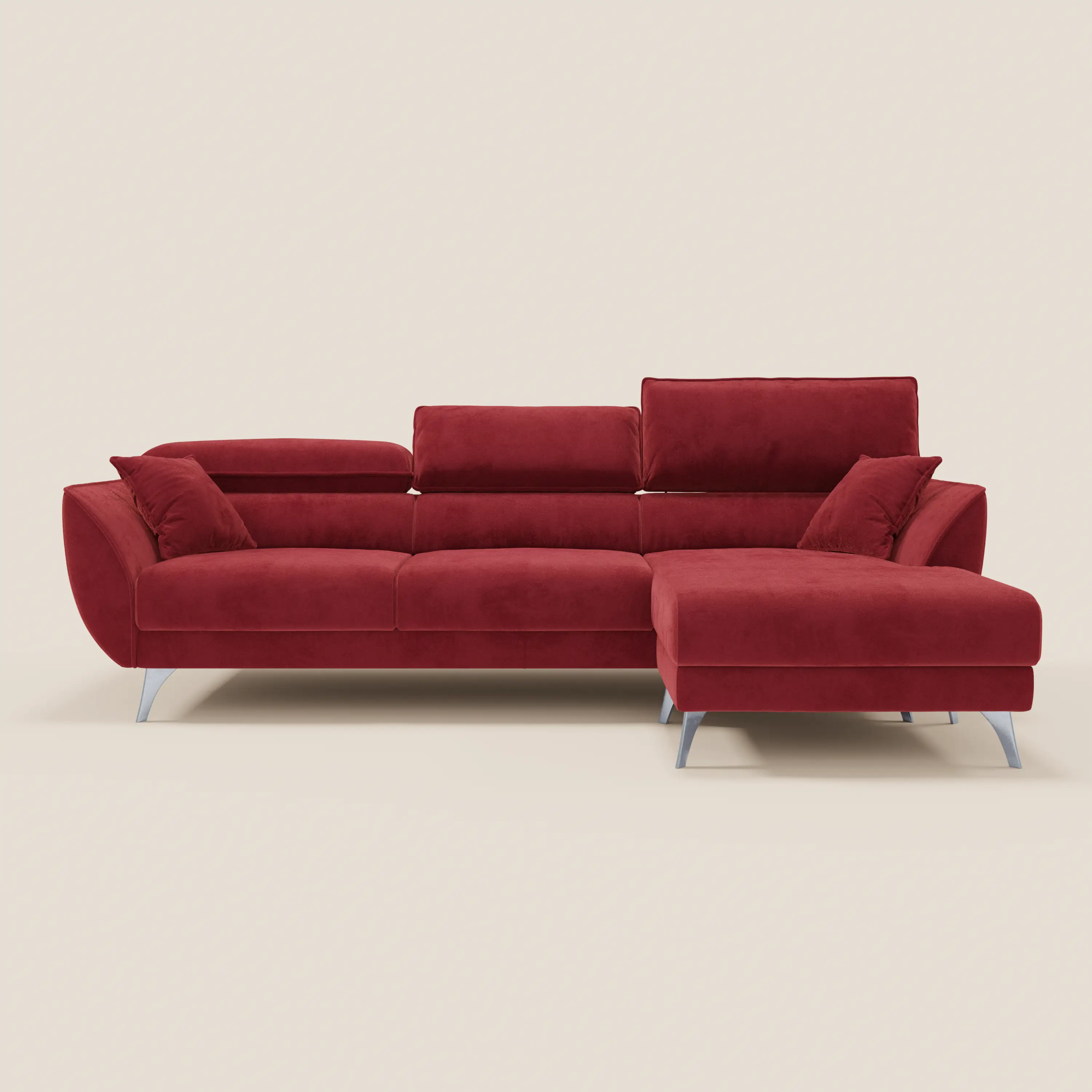 Michelangelo Canapé d'angle avec chaise longue et assises coulissantes - têtières réglables en tissu raffiné détachable effet velouté T30 - Image 68