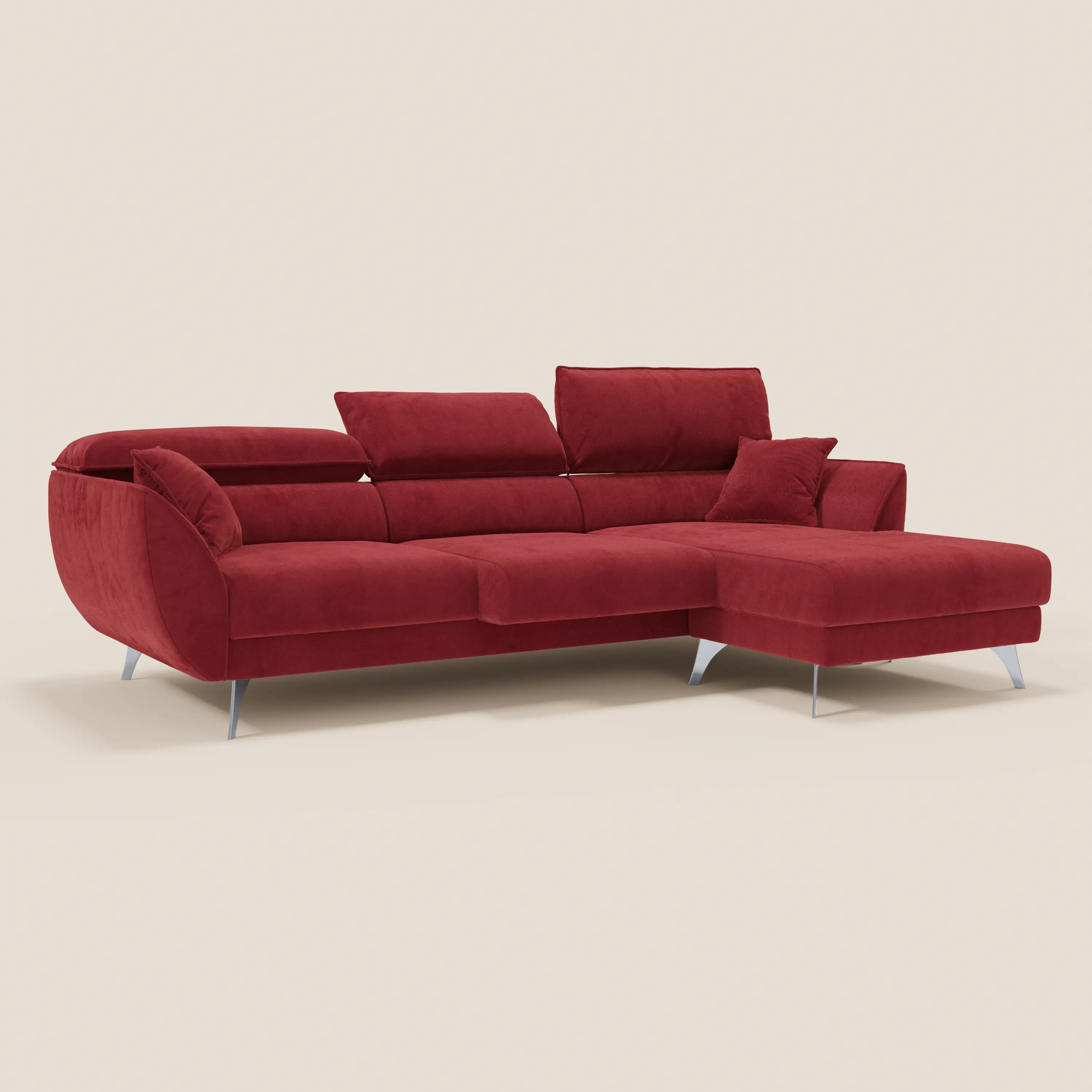 Michelangelo Canapé d'angle avec chaise longue et assises coulissantes - têtières réglables en tissu raffiné détachable effet velouté T30 - Image 69