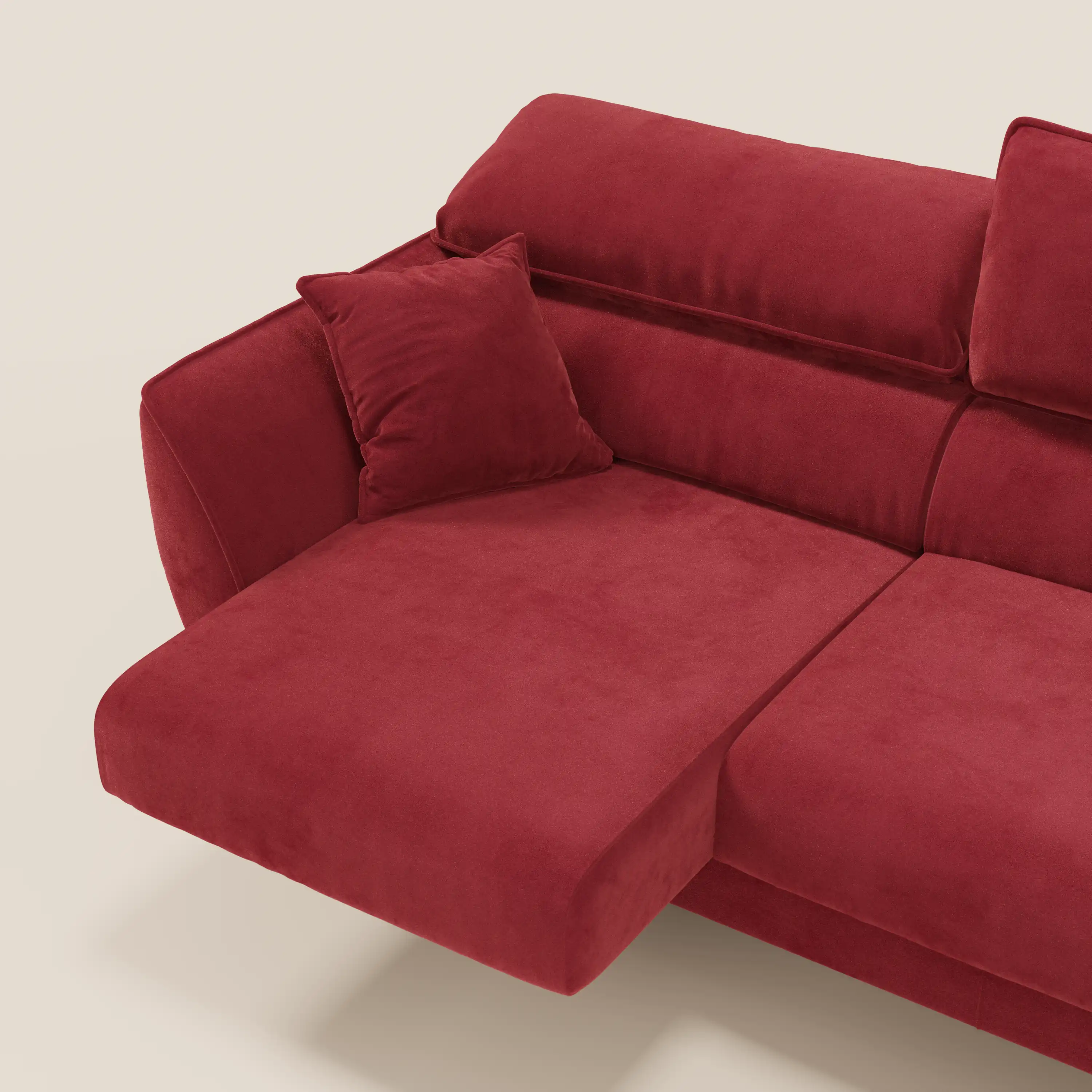 Michelangelo Canapé d'angle avec chaise longue et assises coulissantes - têtières réglables en tissu raffiné détachable effet velouté T30 - Image 70