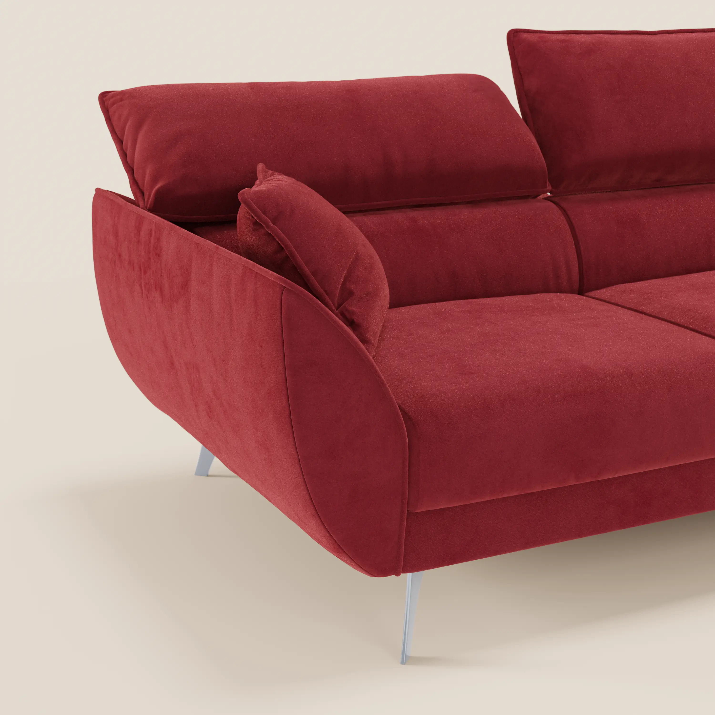 Michelangelo Canapé d'angle avec chaise longue et assises coulissantes - têtières réglables en tissu raffiné détachable effet velouté T30 - Image 71